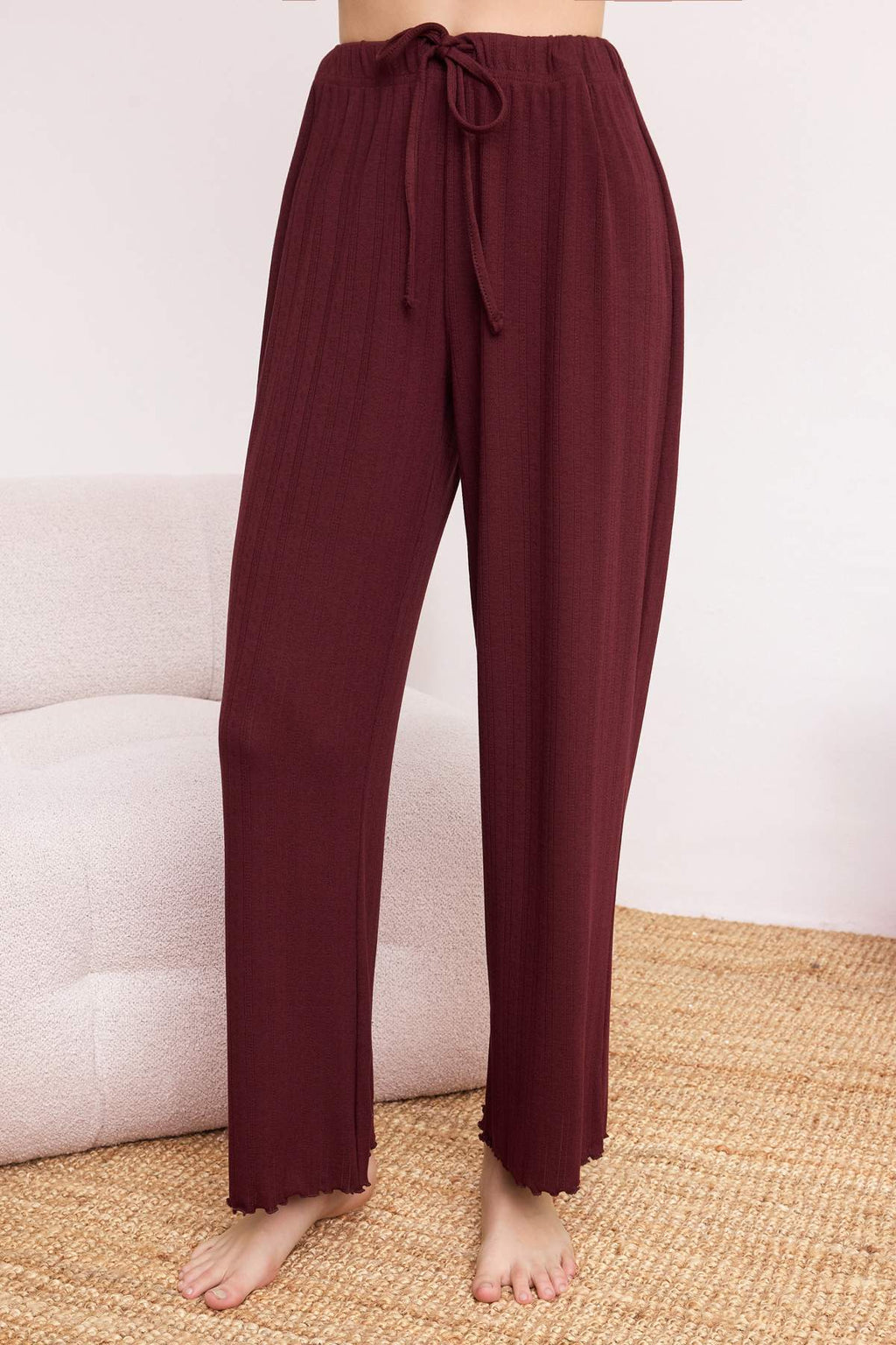 Long Sleeve Ribbed Pointel Pyjama Set