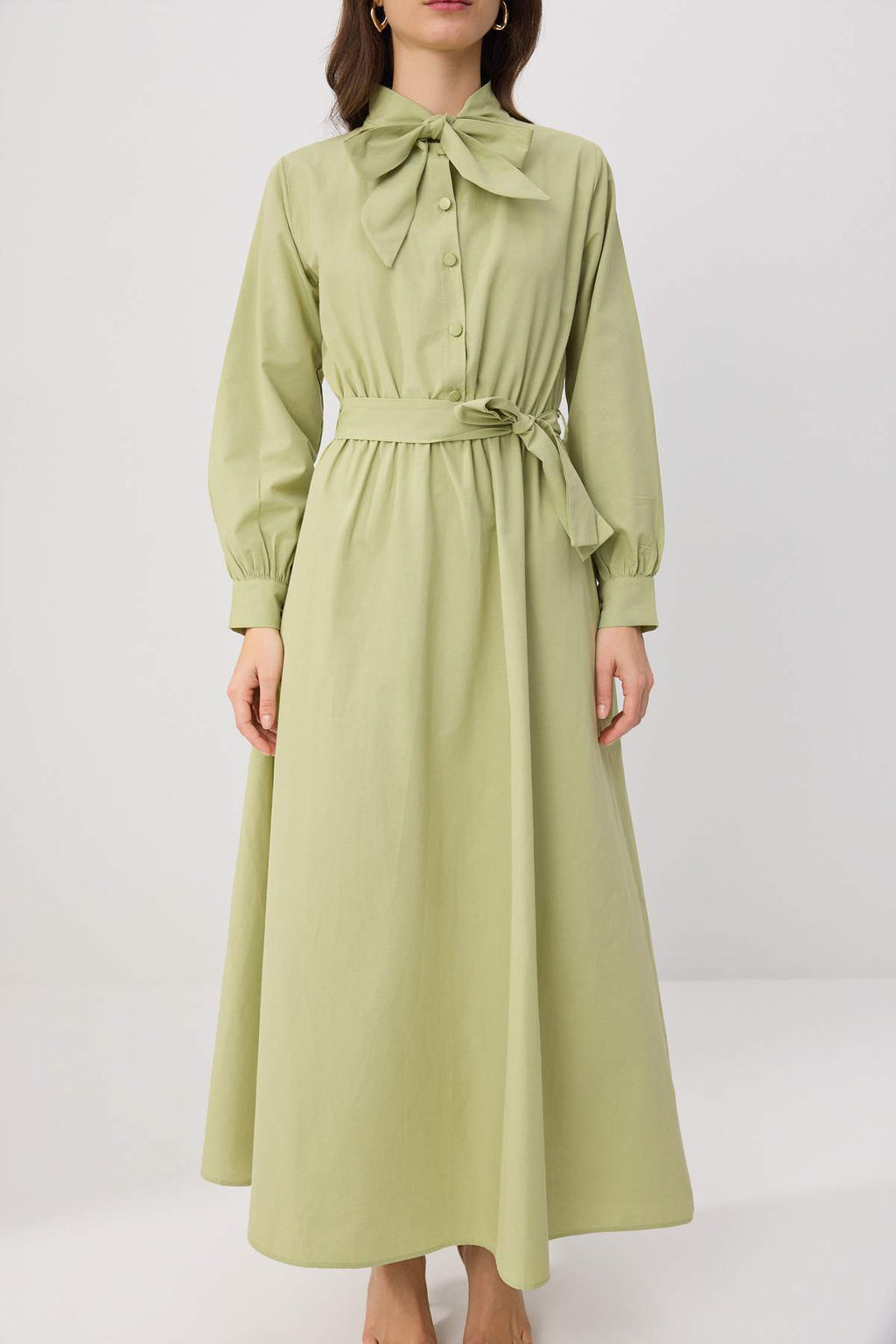 Fular Neck Concealed Button Maxi Dress