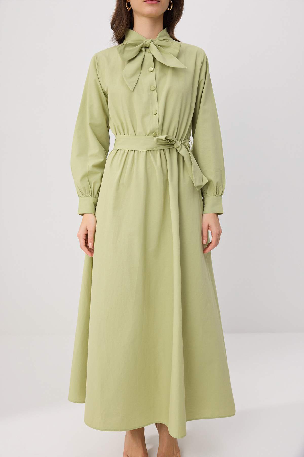 Fular Neck Concealed Button Maxi Dress