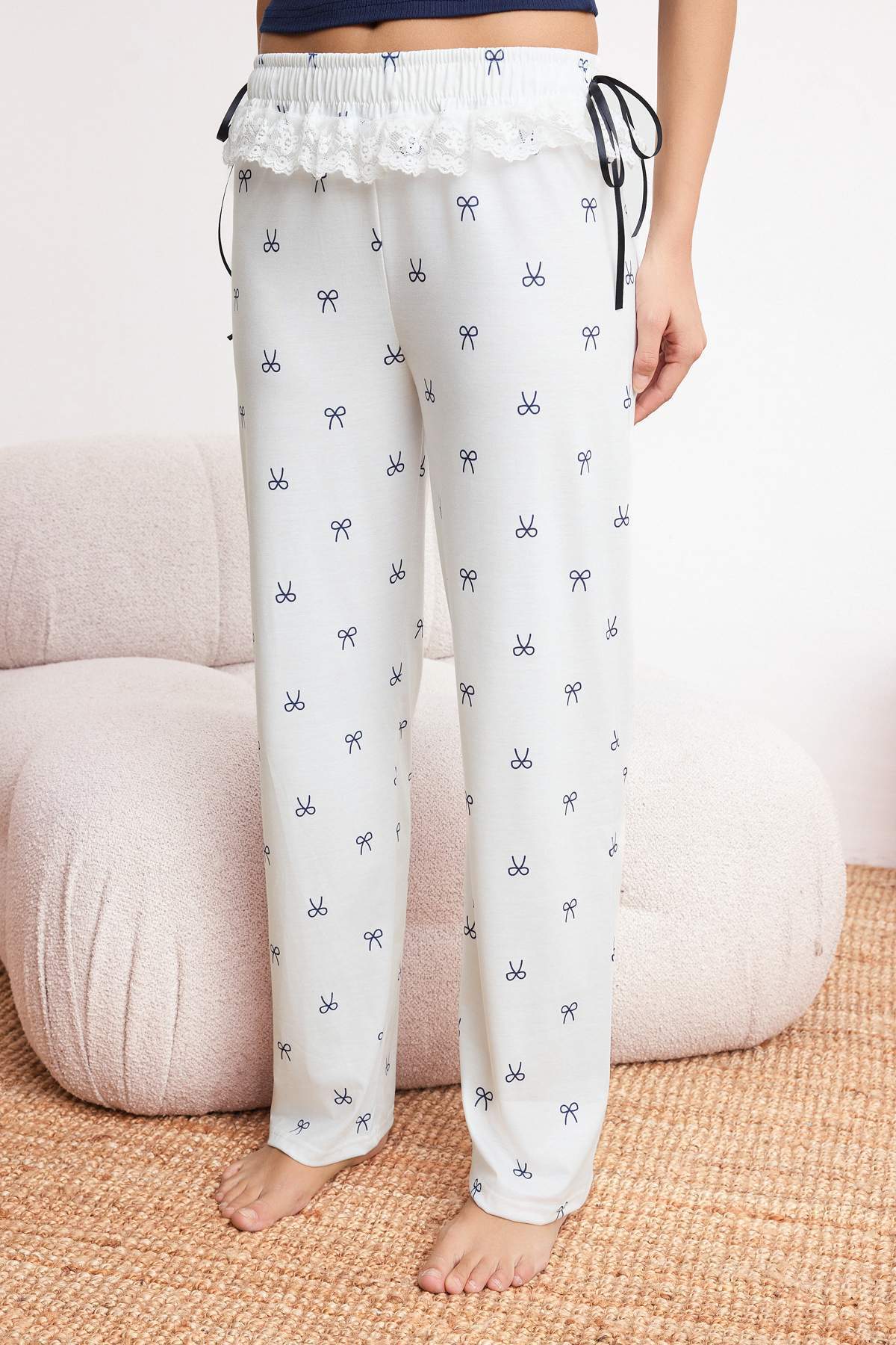 Ribbon Lace Detail Cami Pyjama Set