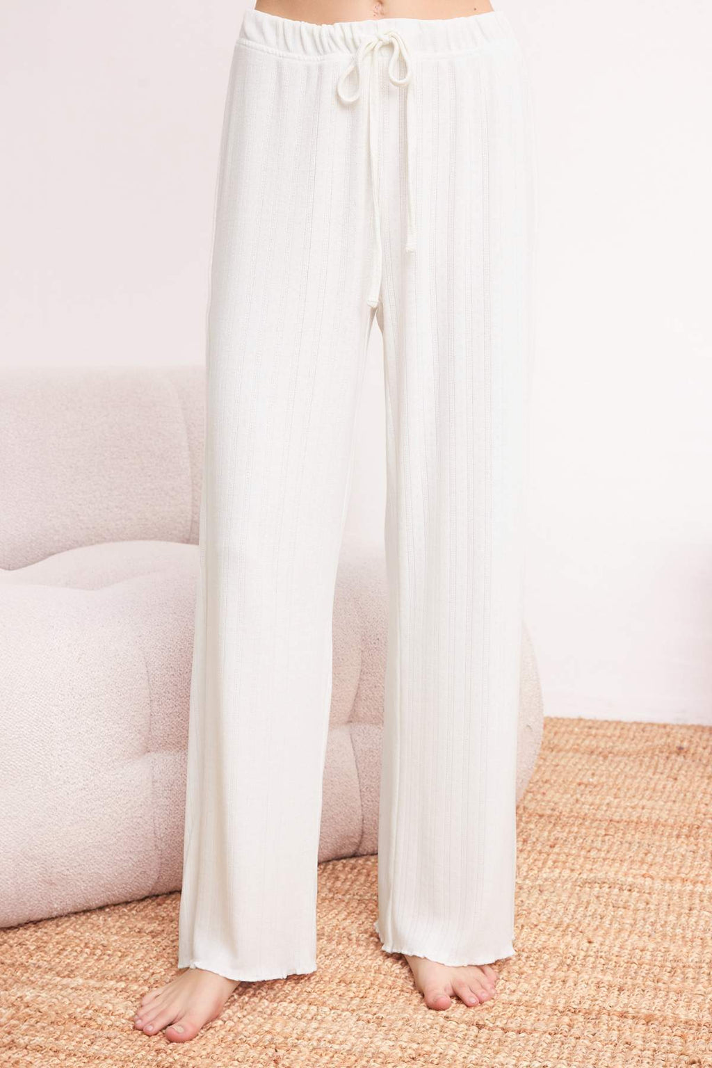 Long Sleeve Ribbed Pointel Pyjama Set