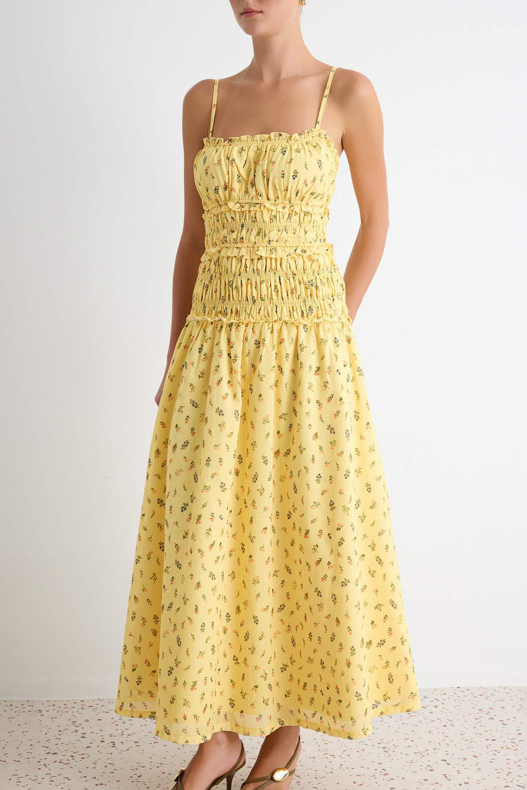 Square Neck Thin Strap Shift Maxi Dress