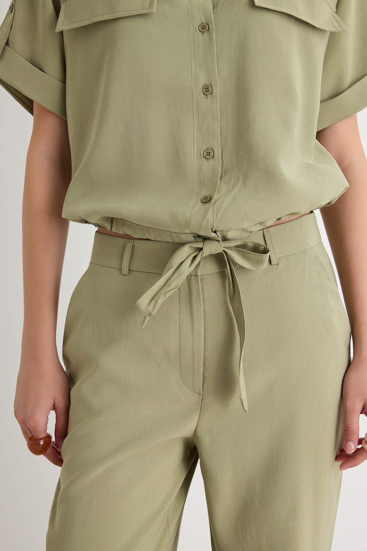 2-Piece Soft Touch Shirt and Wide Leg Trouser Co-ord Set