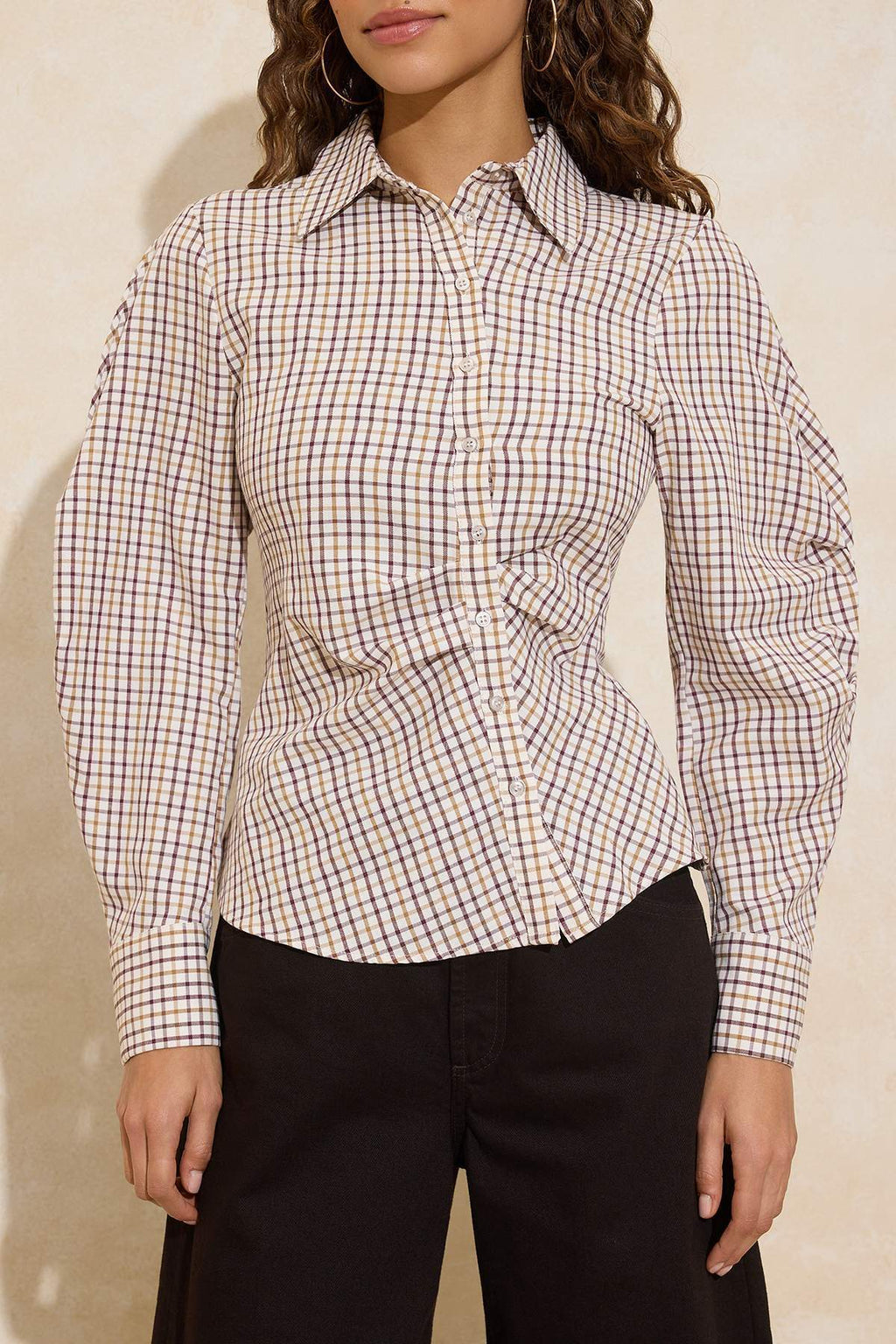 Balloon Sleeve Fitted Asymmetric Shirt