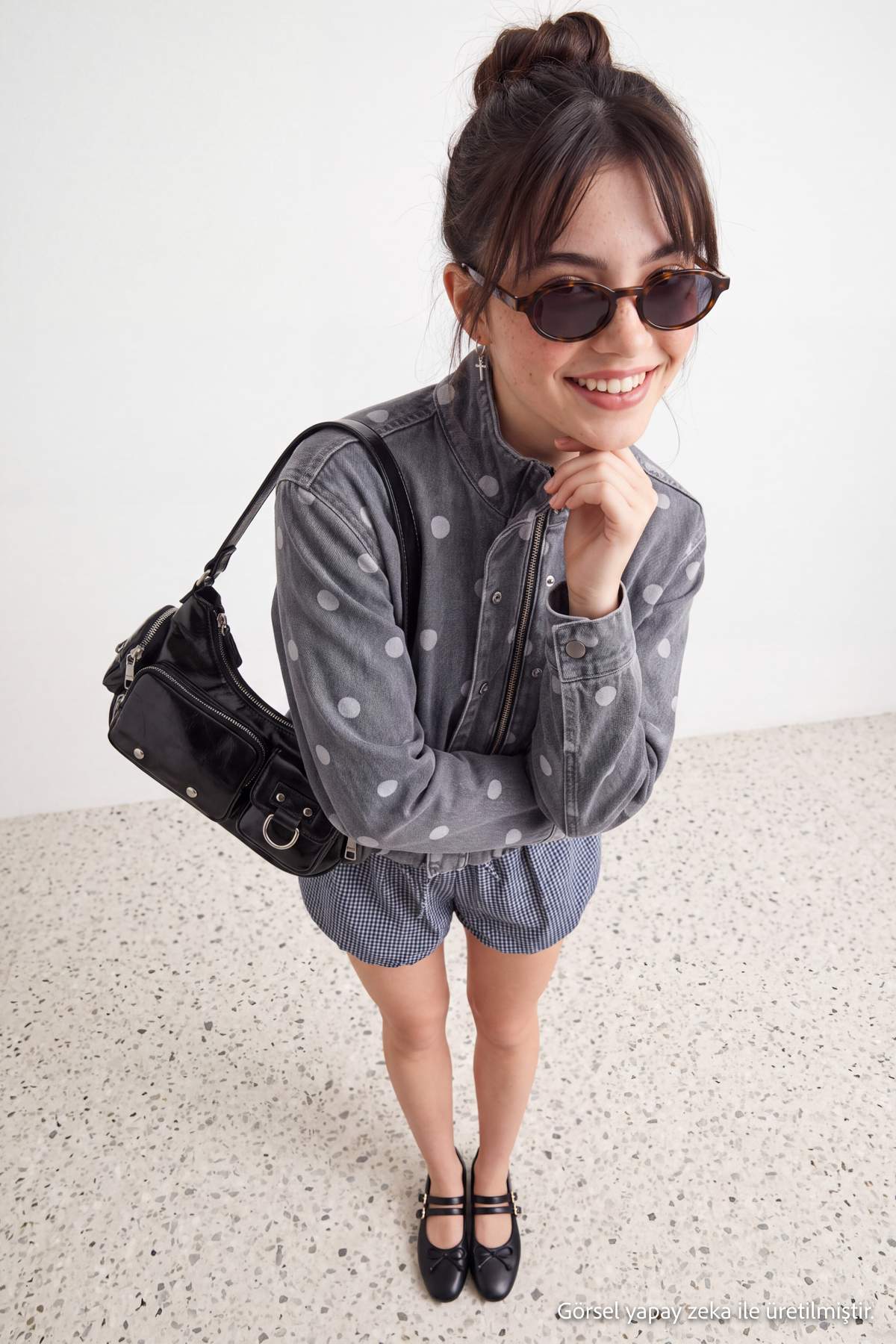High Neck Long Sleeve Denim Jacket