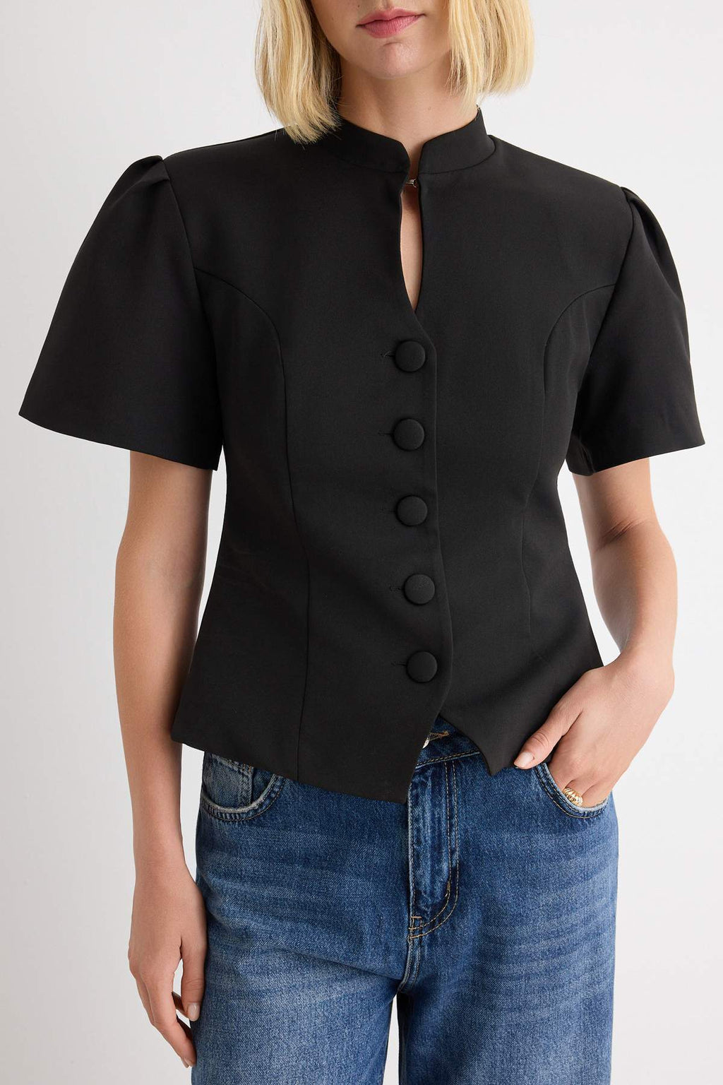 Fitted Short Sleeve Blazer Jacket