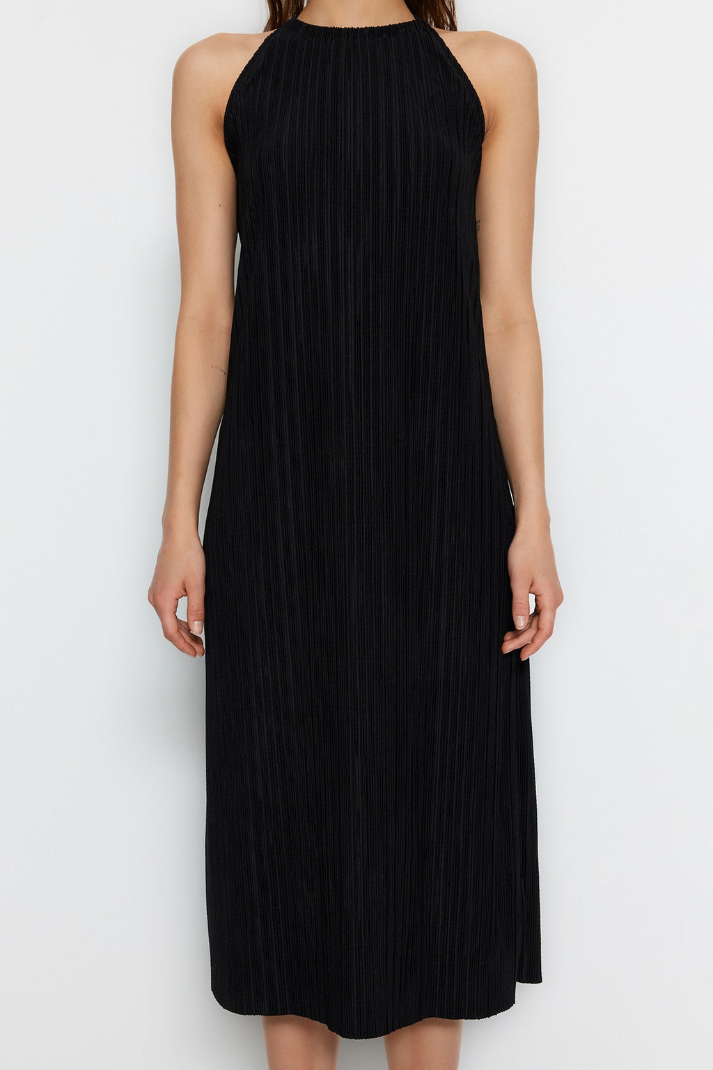 Halter Neck Sleeveless Midi Shift Dress