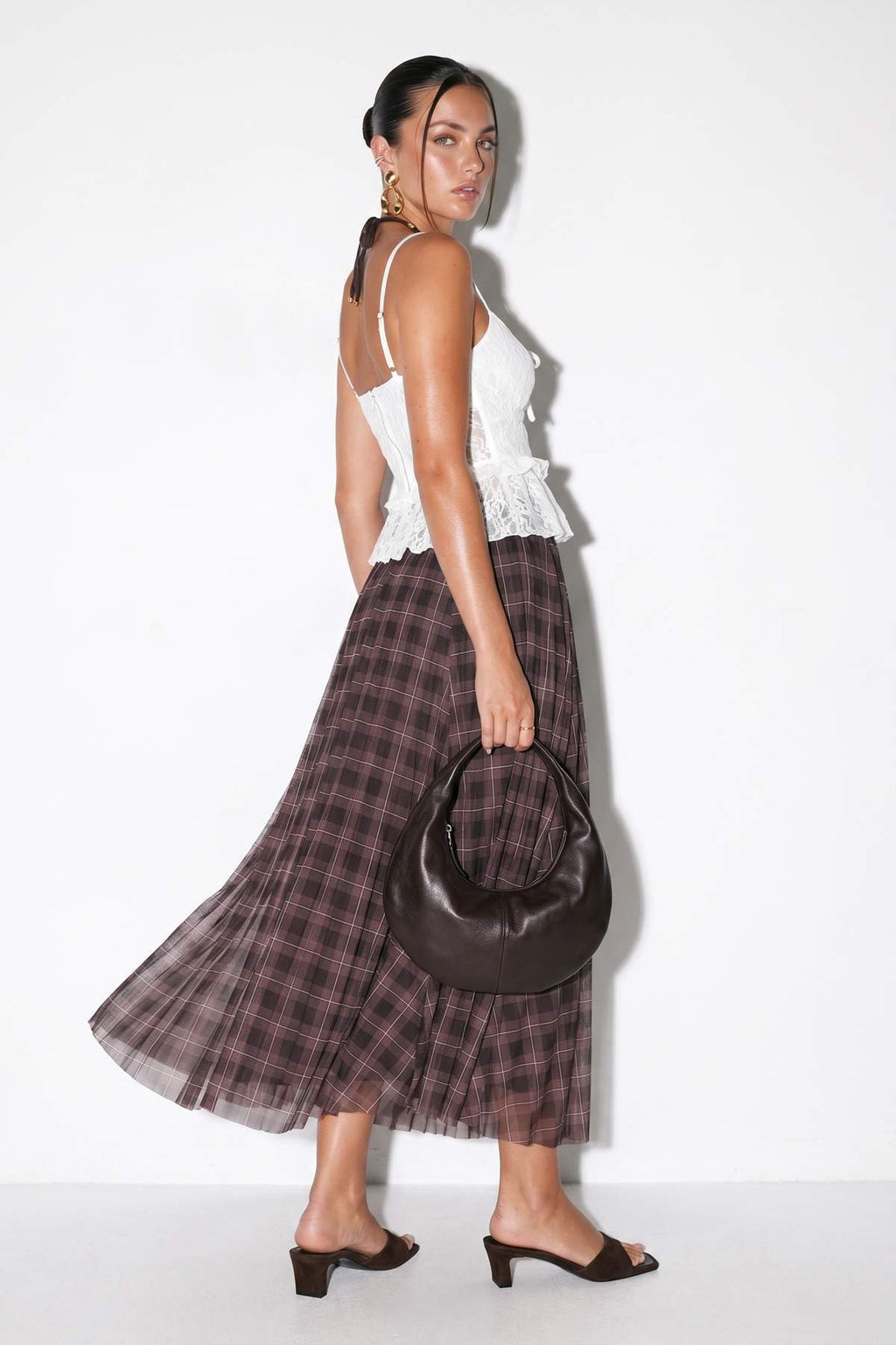 High Waist Lined Tulle Maxi Skirt