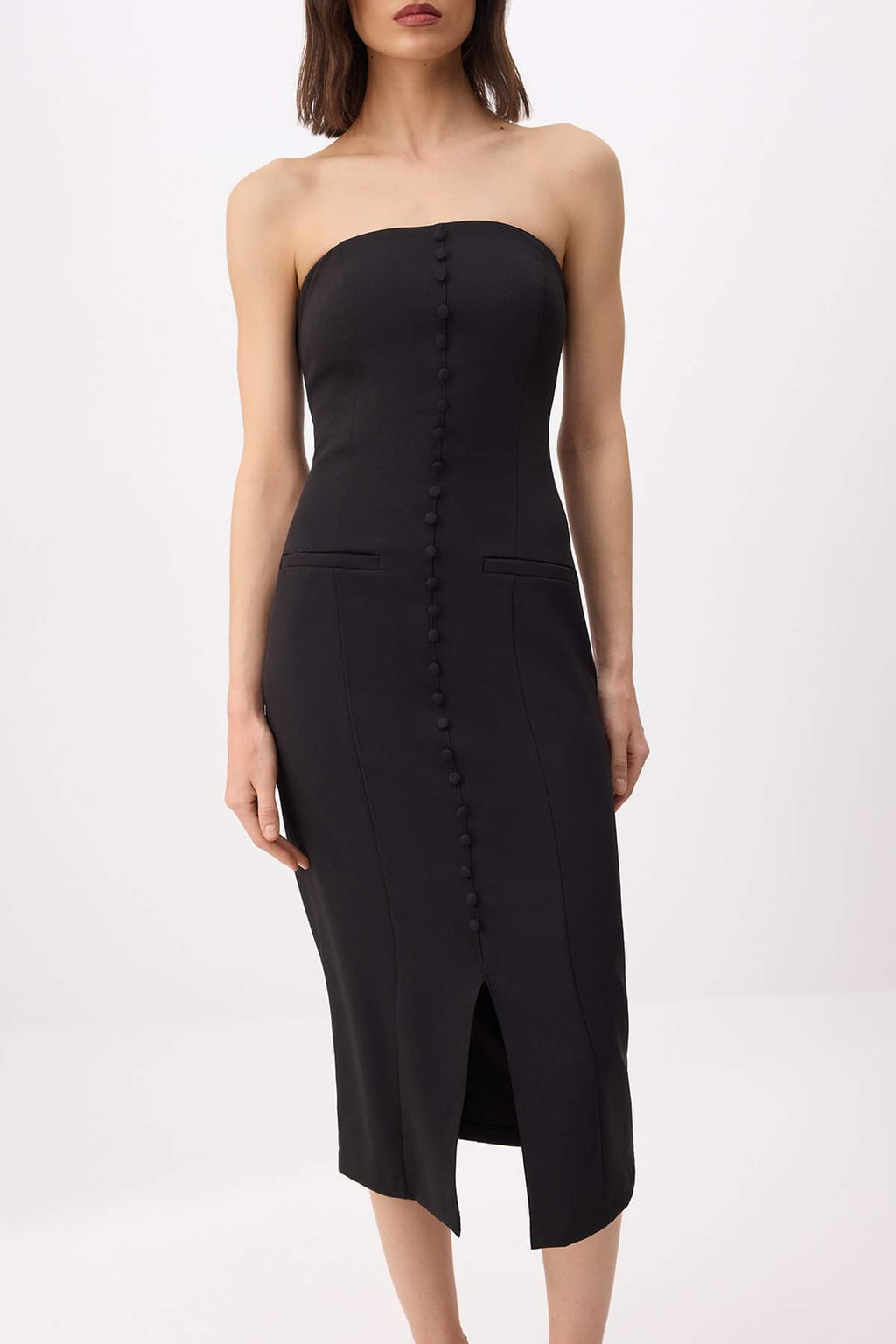 Strapless Shift Midi Dress