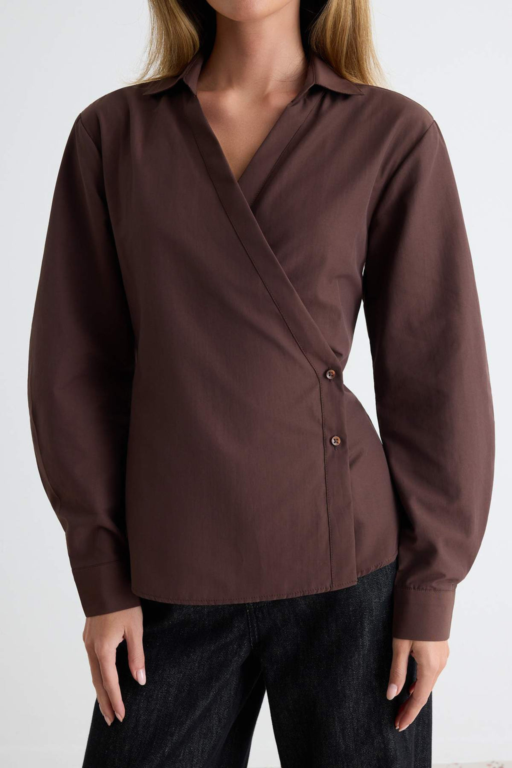 Asymmetric Button Detail Regular Fit Long Sleeve Shirt