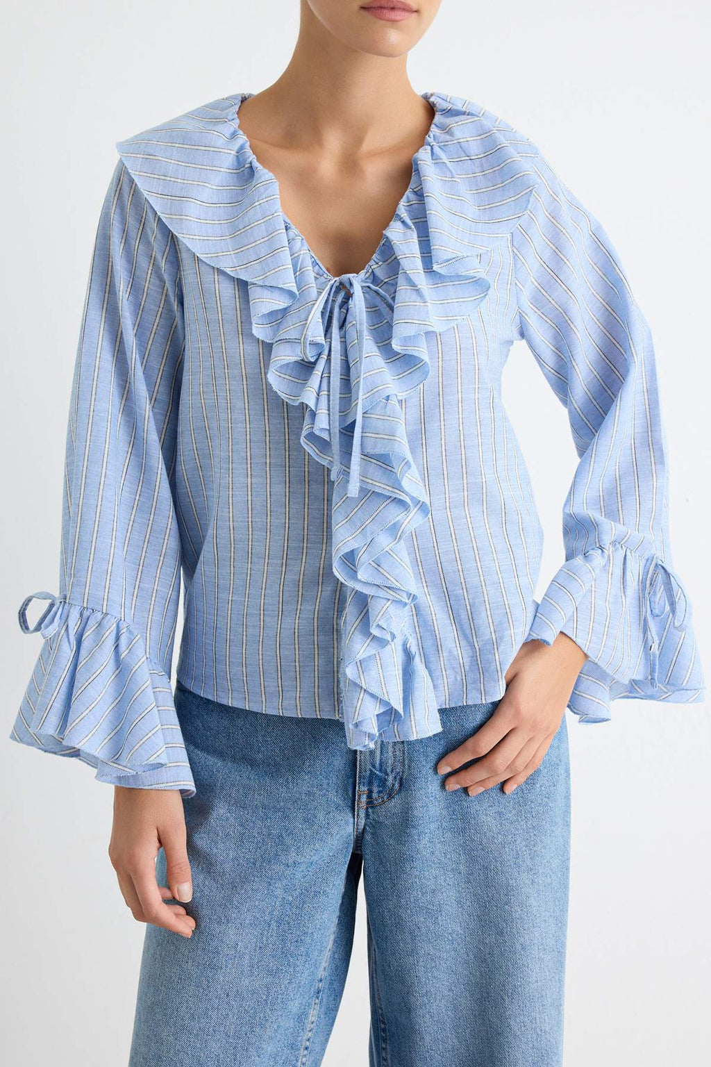 V Neck Standard Sleeve Regular Fit Woven Blouse