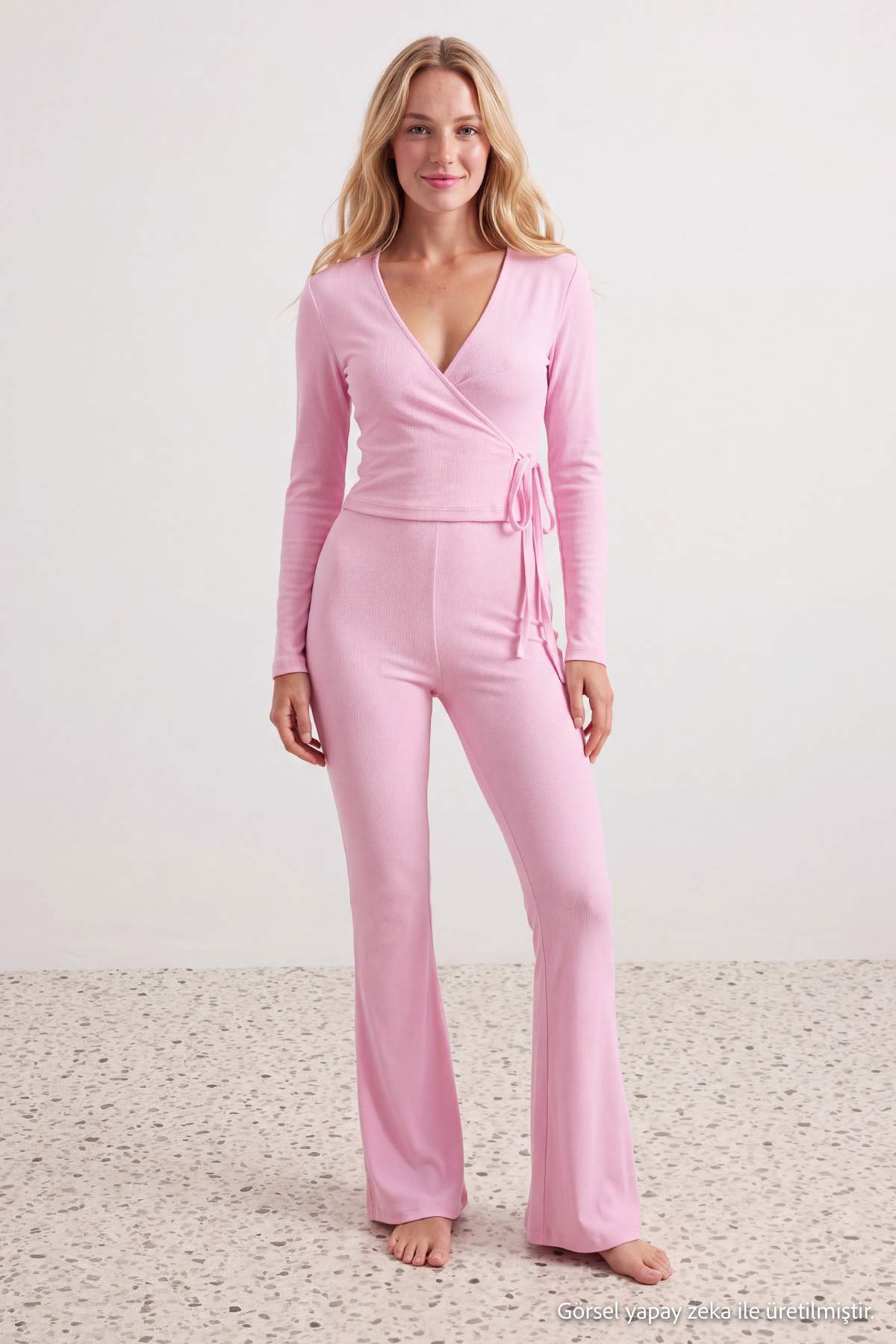 Wrap Front Long Sleeve Pyjama Set