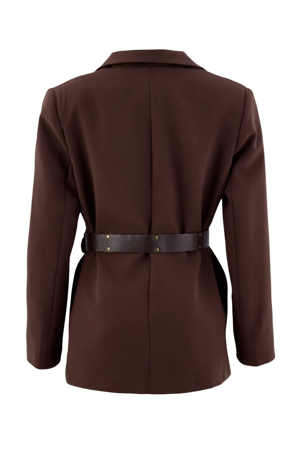 Belted Fitted Long Sleeve Blazer Jacket