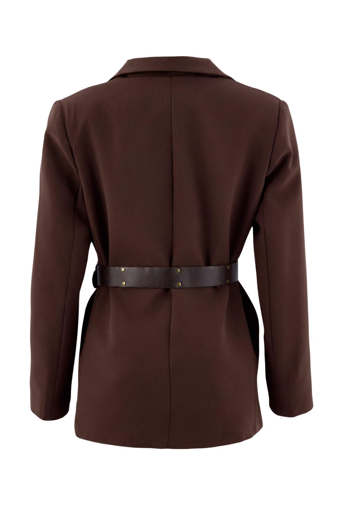 Belted Fitted Long Sleeve Blazer Jacket