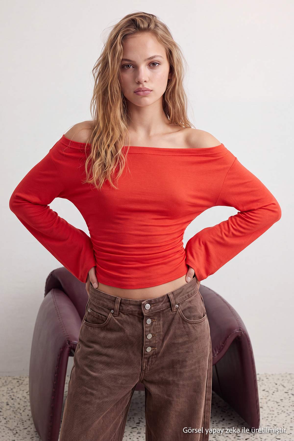 Fitted Boat Neck Batwing Sleeve Ribbed Blouse