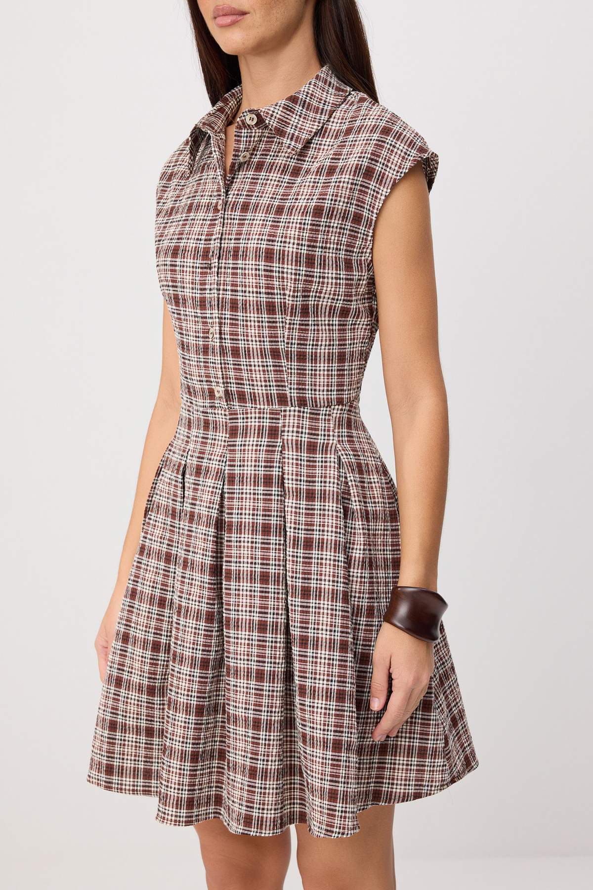 Short Sleeve Shirt Neck Skater Mini Dress