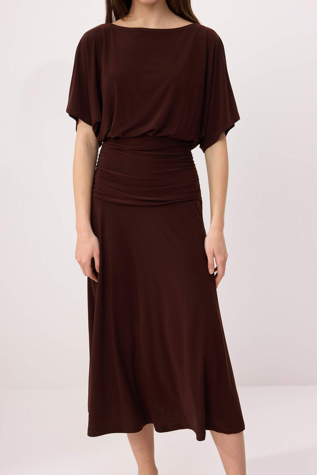 Boat Neck Batwing Sleeve Short Sleeve Skater Maxi Dress