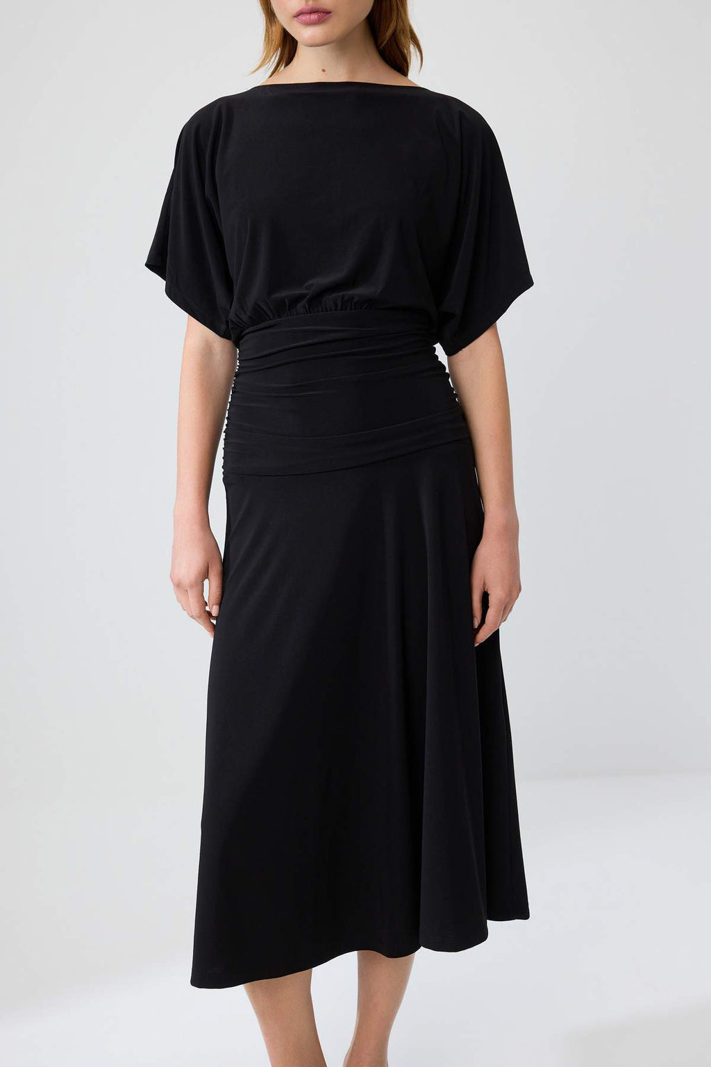 Boat Neck Batwing Sleeve Short Sleeve Skater Maxi Dress