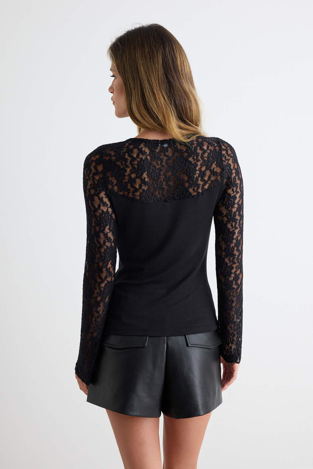 Fitted High Neck Long Sleeve Ribbed Knit Blouse