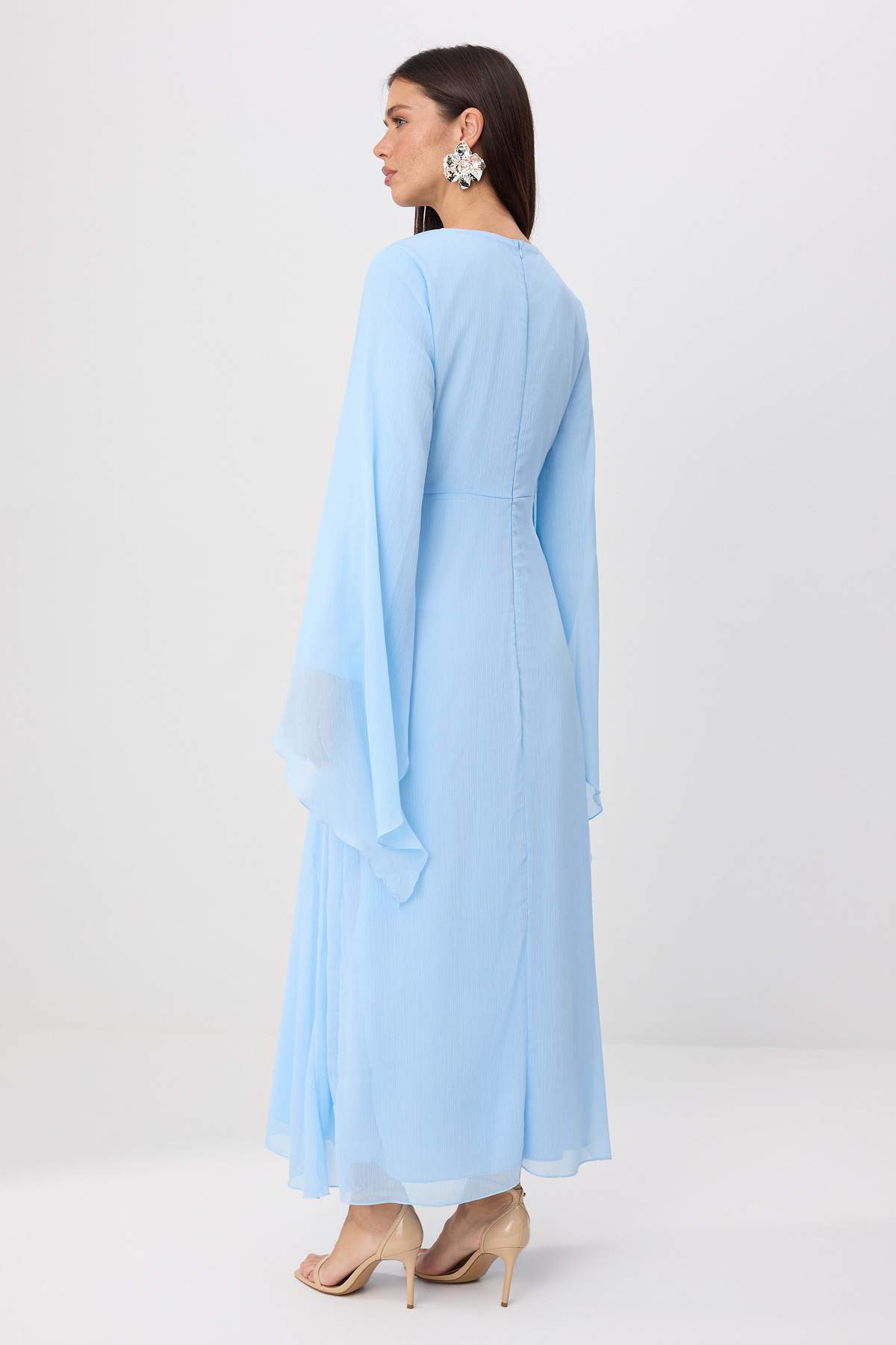 Princess Sleeve Boat Neck Maxi Dress