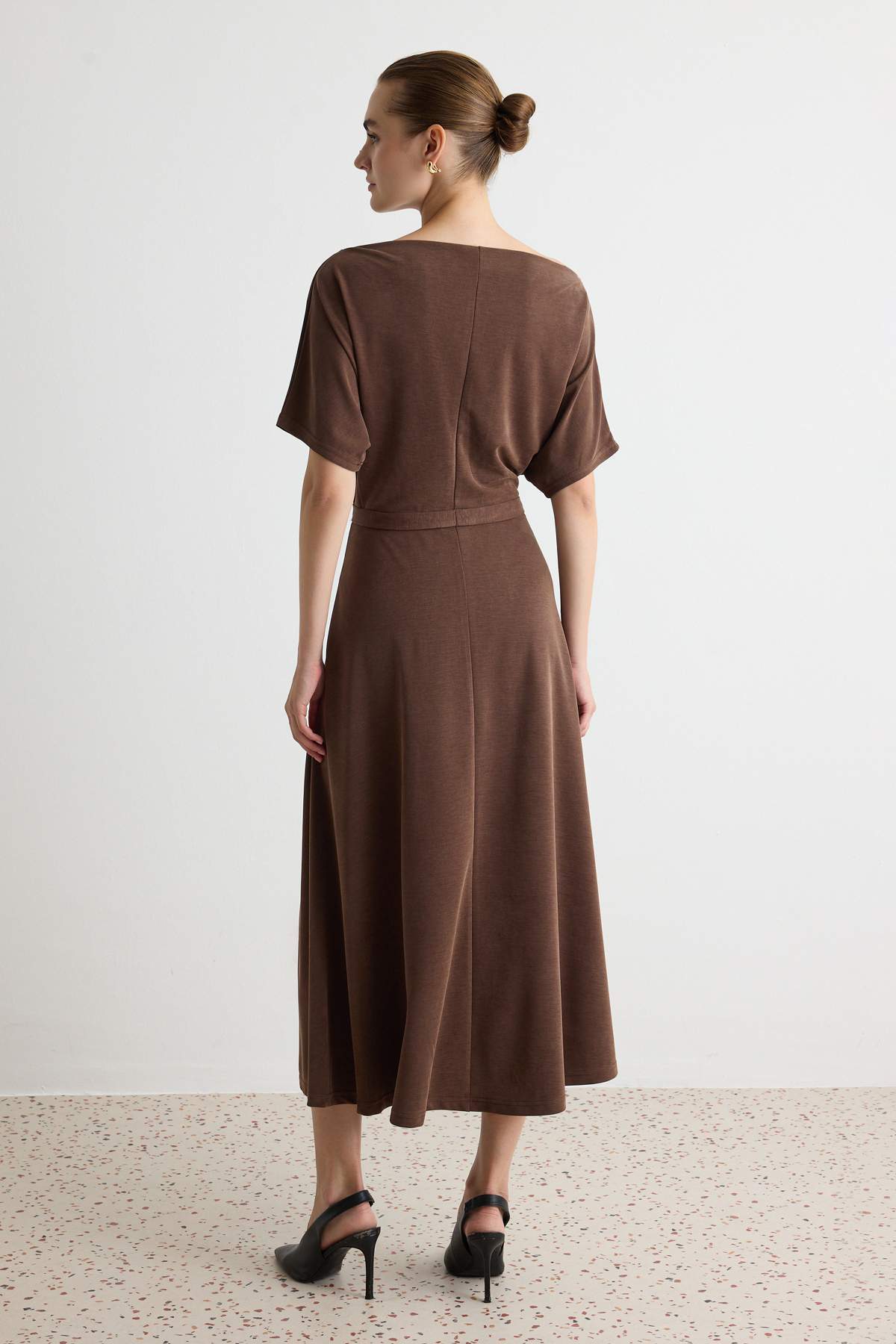 Boat Neck Batwing Sleeve Maxi Dress