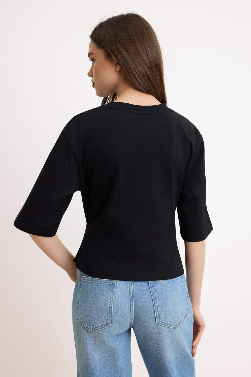Regular Fit Dropped Shoulder Crew Neck Short Sleeve T-Shirt