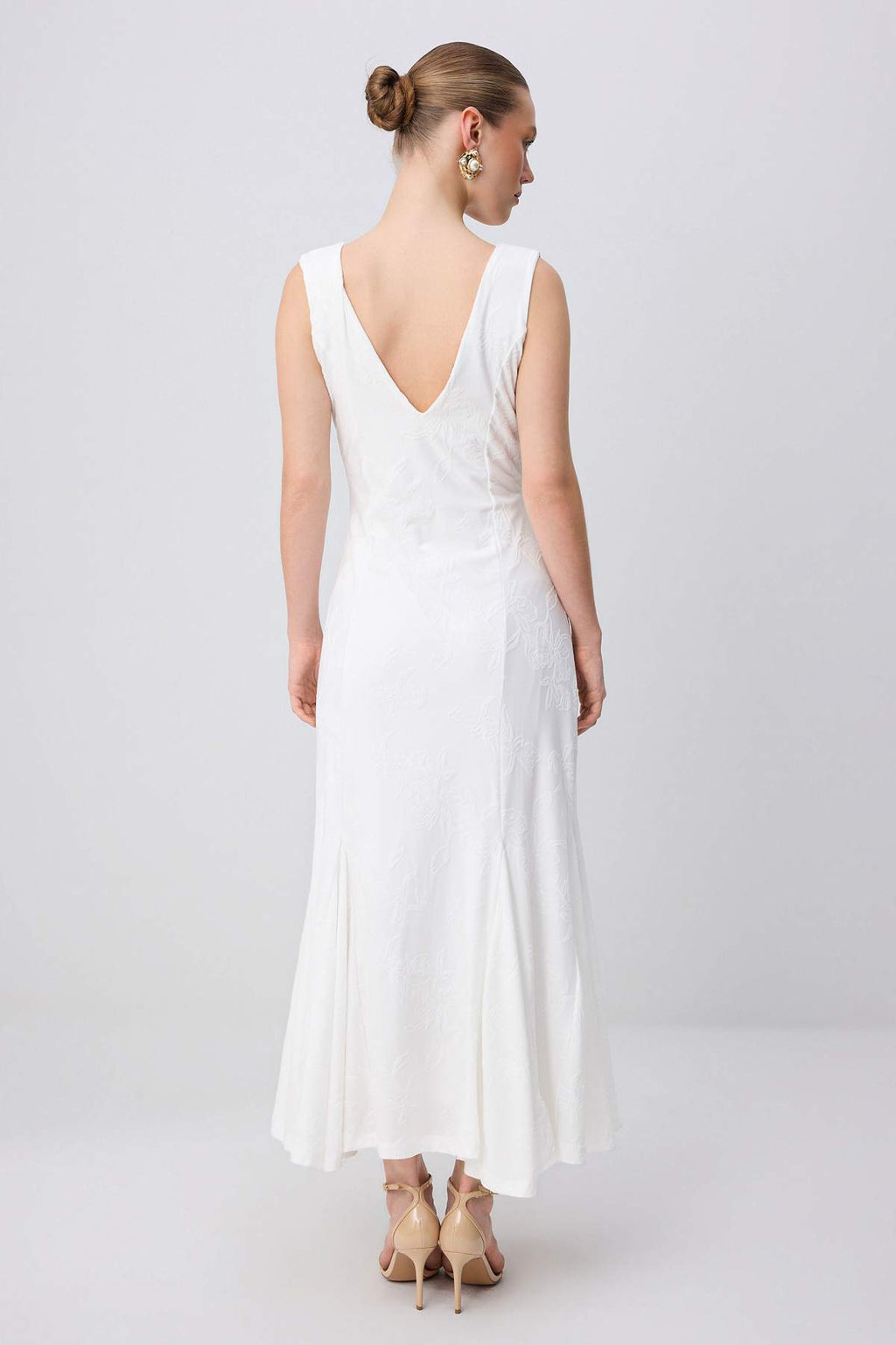 V Neck Thick Strap Sleeveless A-Line Maxi Dress