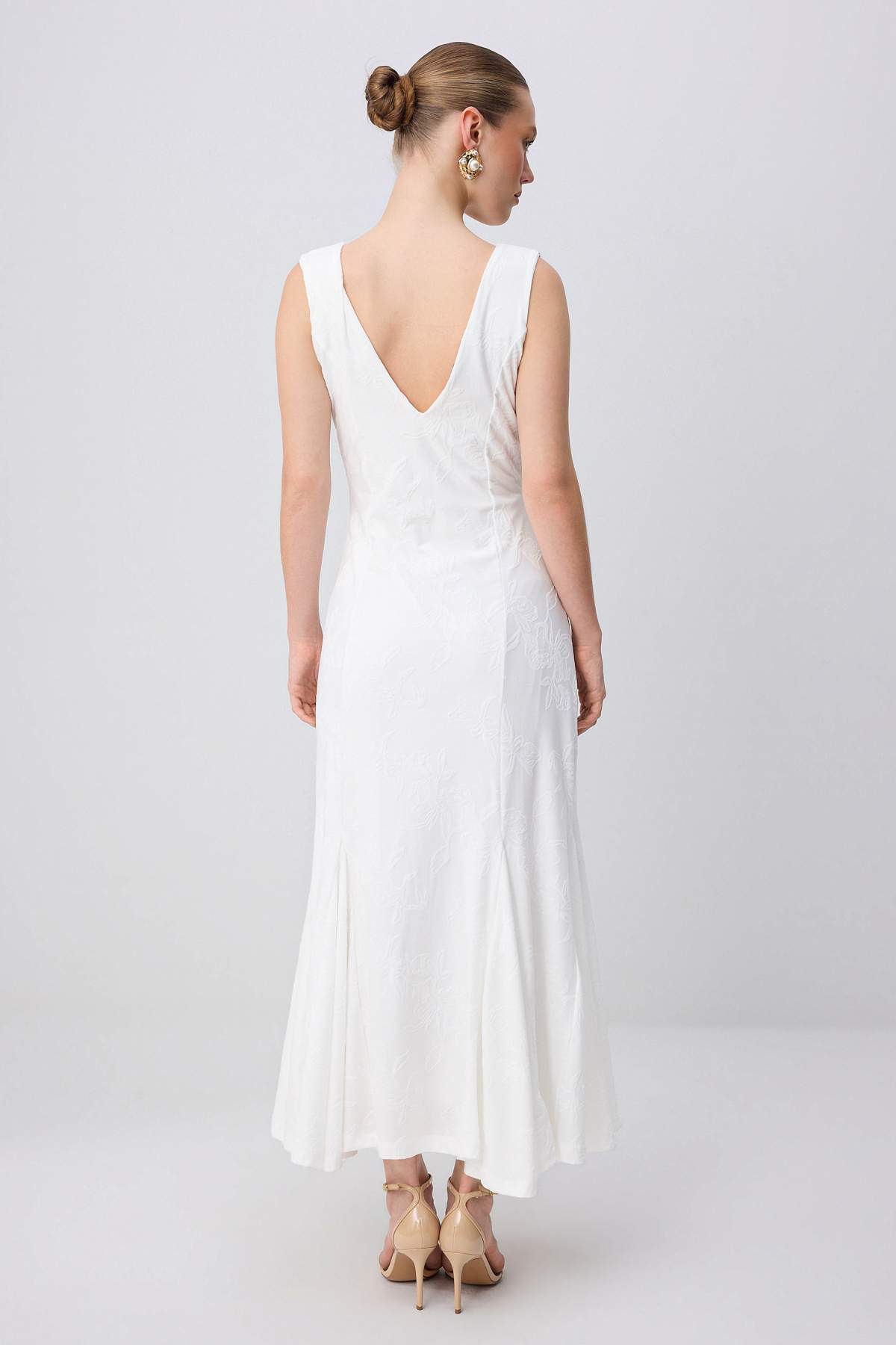 V Neck Thick Strap Sleeveless A-Line Maxi Dress