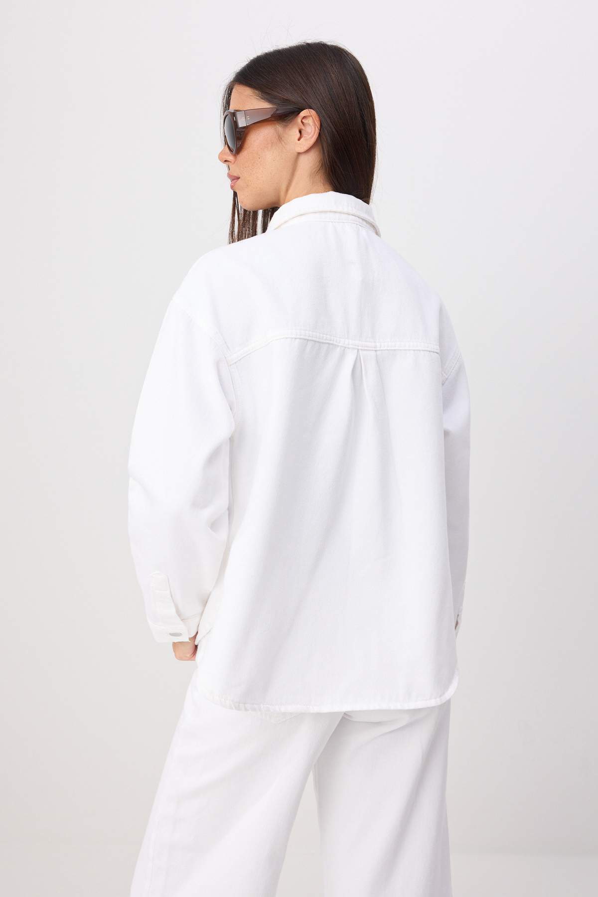 Shirt Collar Oversize Long Sleeve Denim Jacket