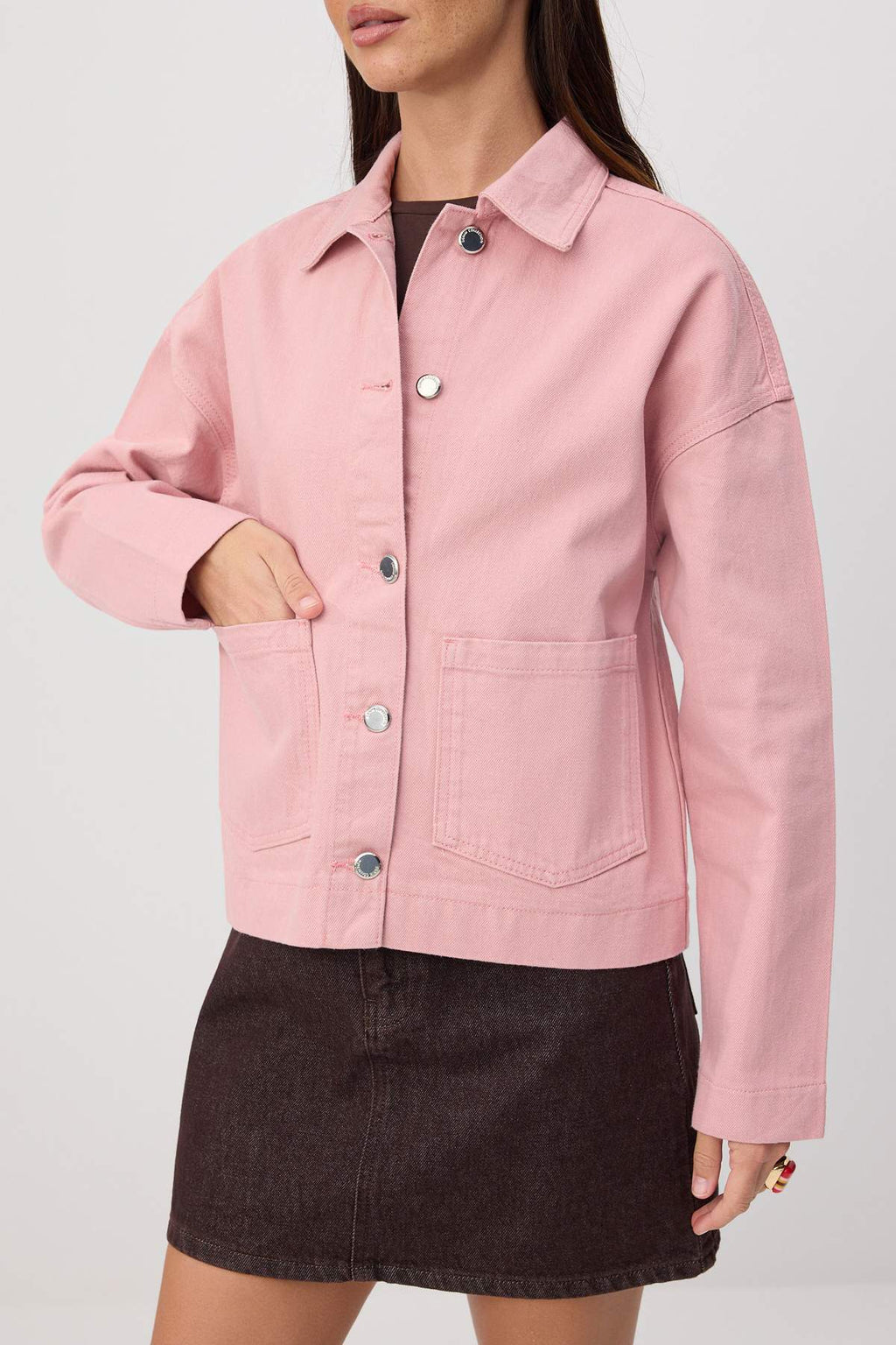 Regular Fit Shirt Collar Long Sleeve Denim Jacket