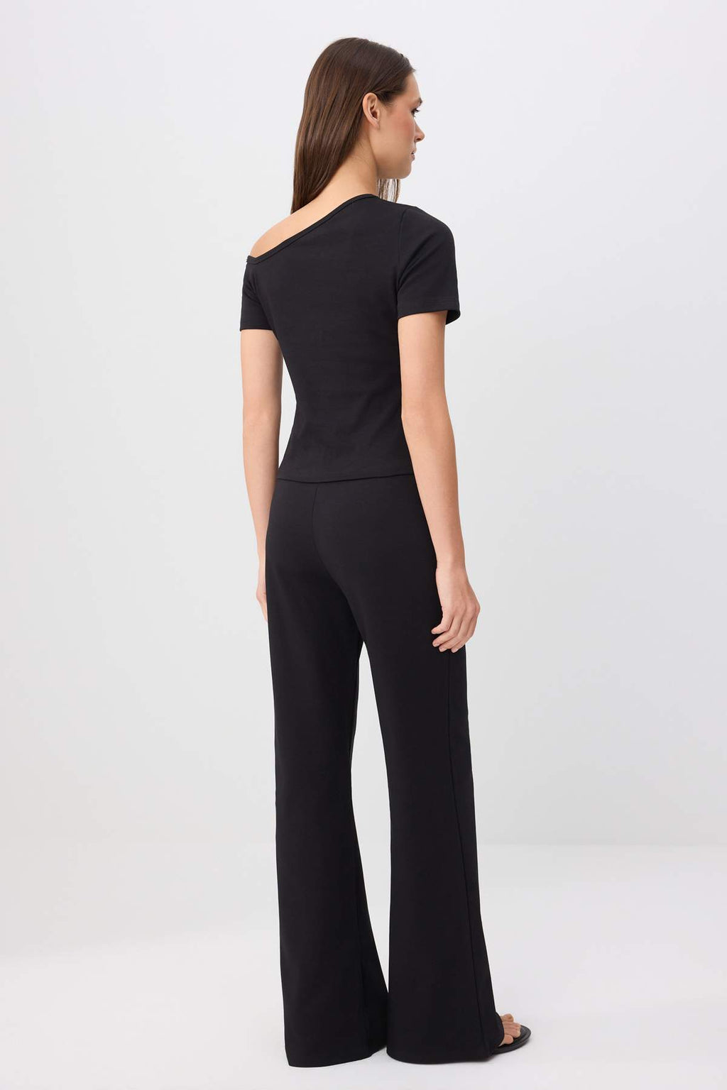 2-Piece Fitted Asymmetric Button Detail Short Sleeve Co-ord