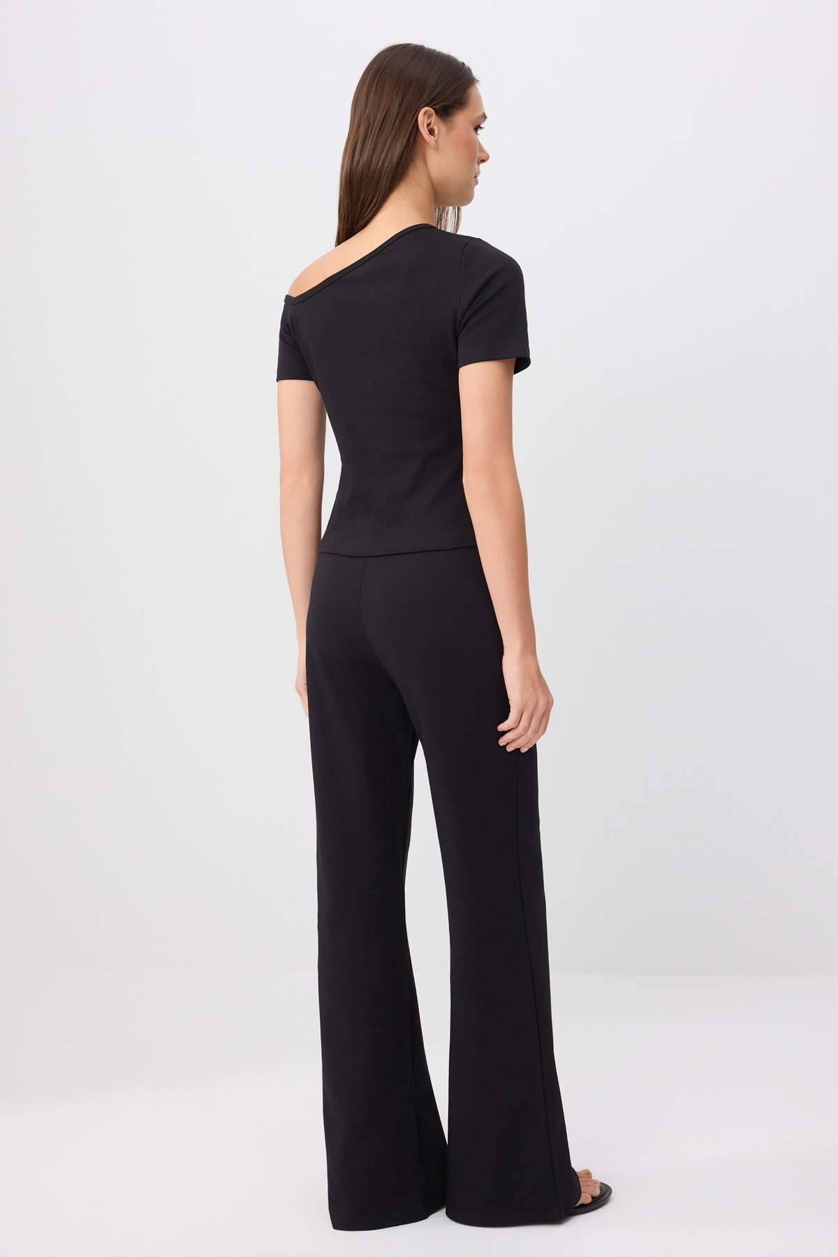 2-Piece Fitted Asymmetric Button Detail Short Sleeve Co-ord