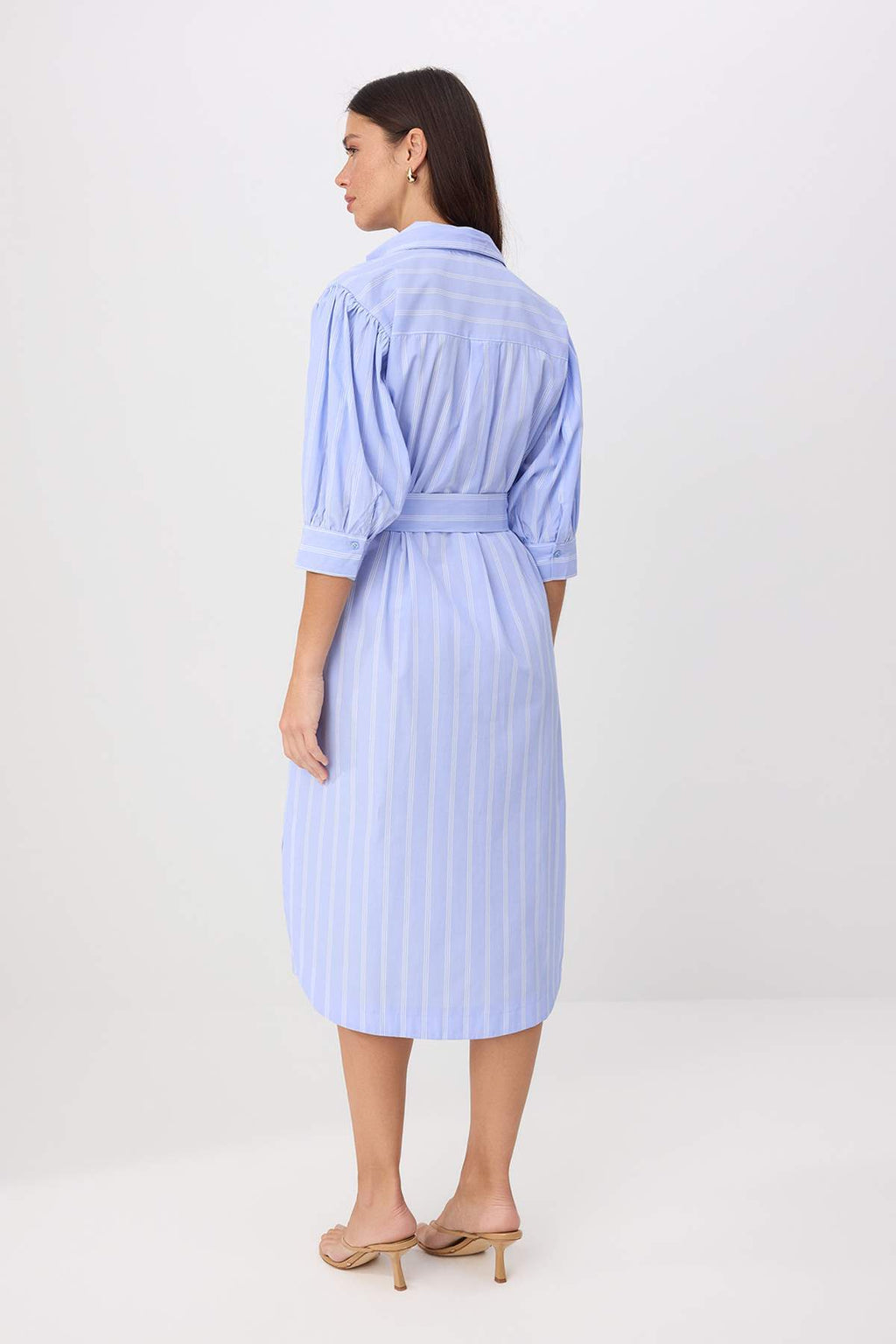 Fular Neck Balloon Sleeve Maxi Shirt Dress