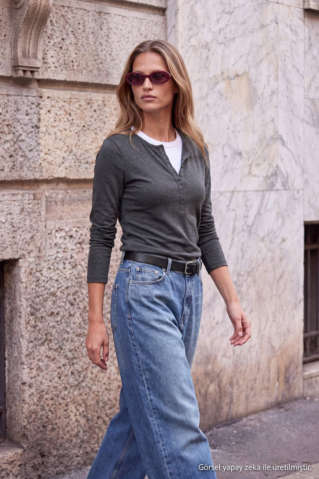 Crew Neck Long Sleeve Button Front Fitted Knit Blouse
