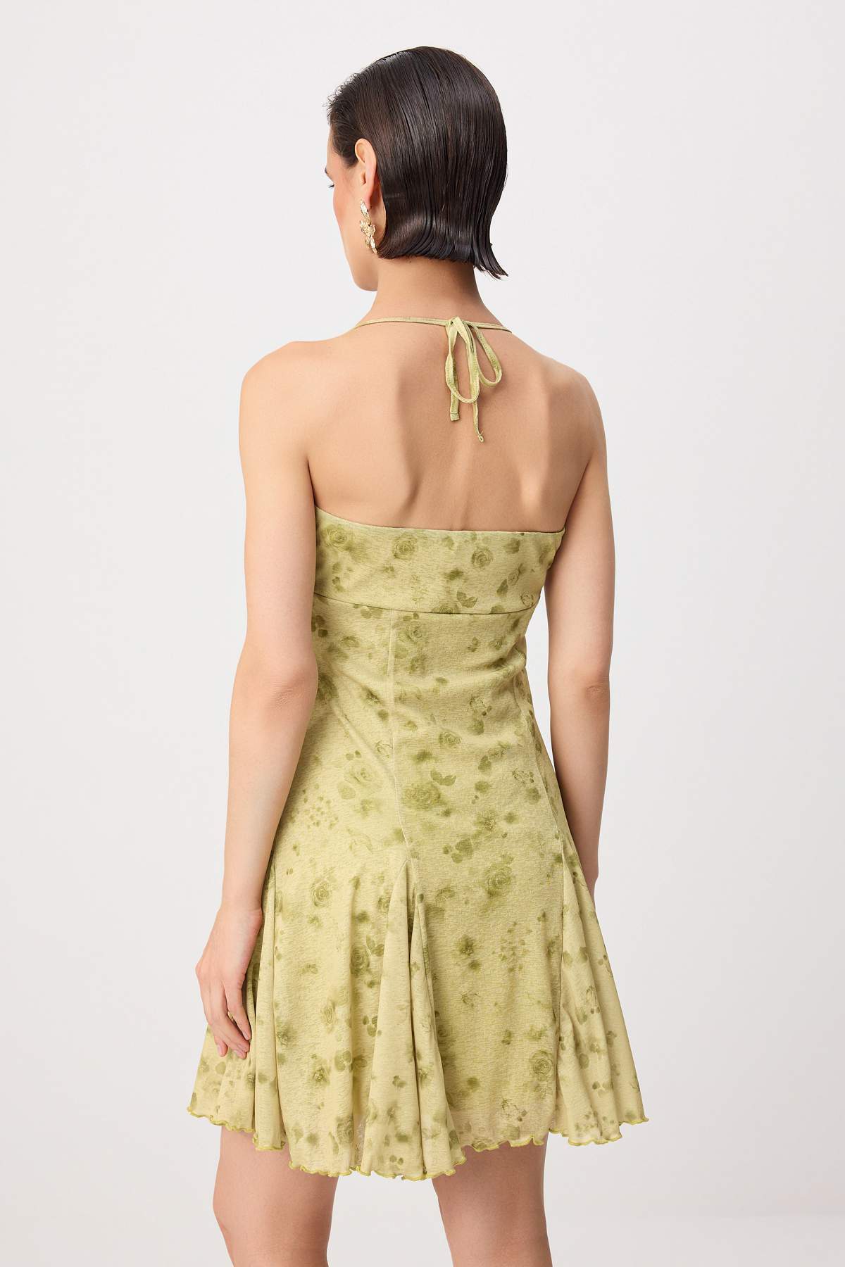 Halter Neck Sleeveless A-Line Mini Dress