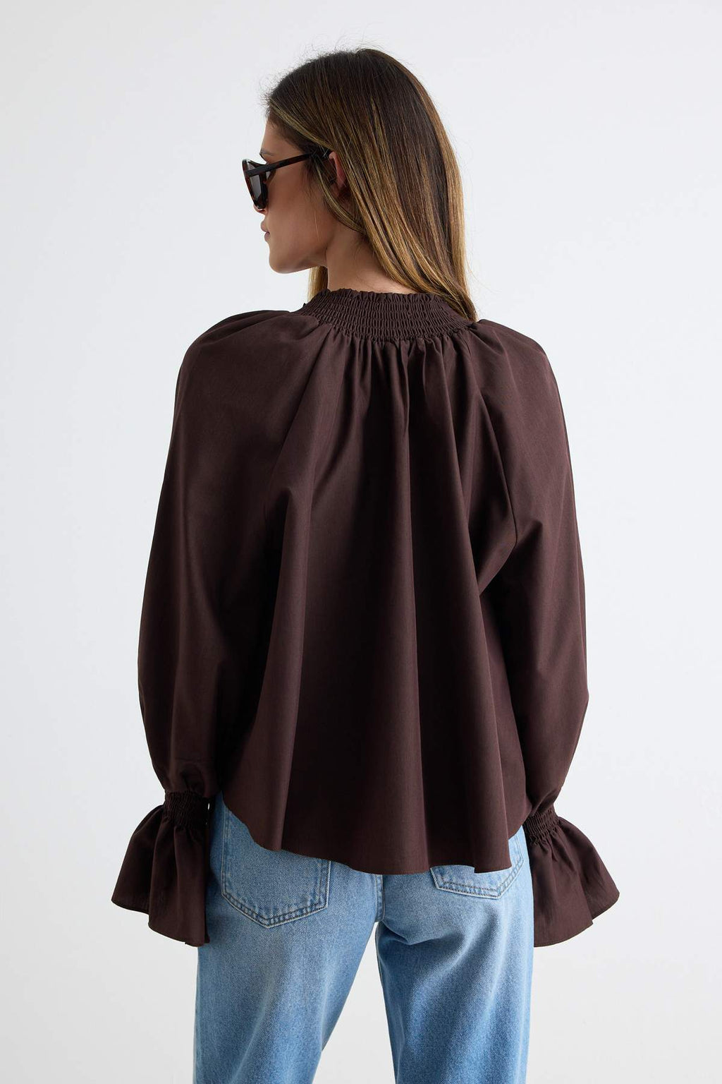 High Neck Long Sleeve Oversized Blouse