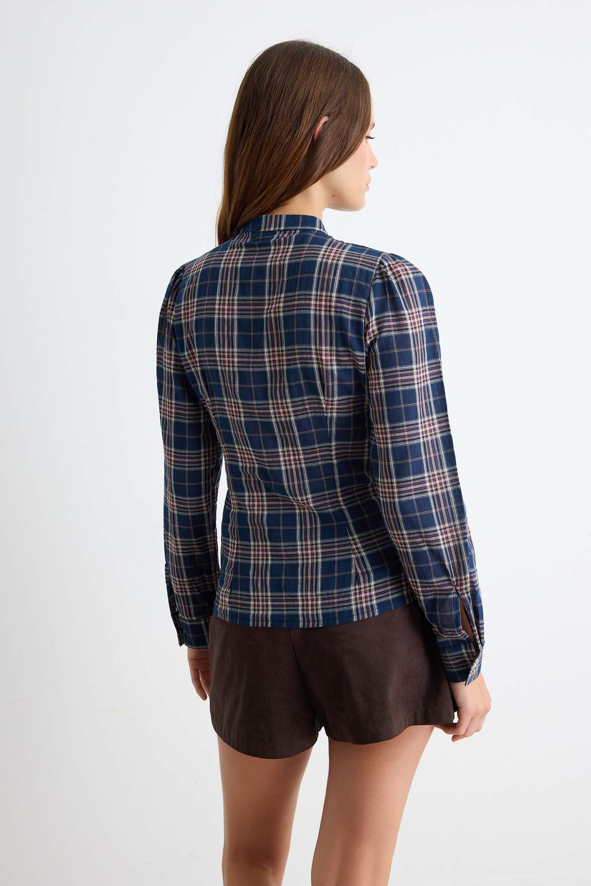 Tie Neck Long Sleeve Oversized Shirt