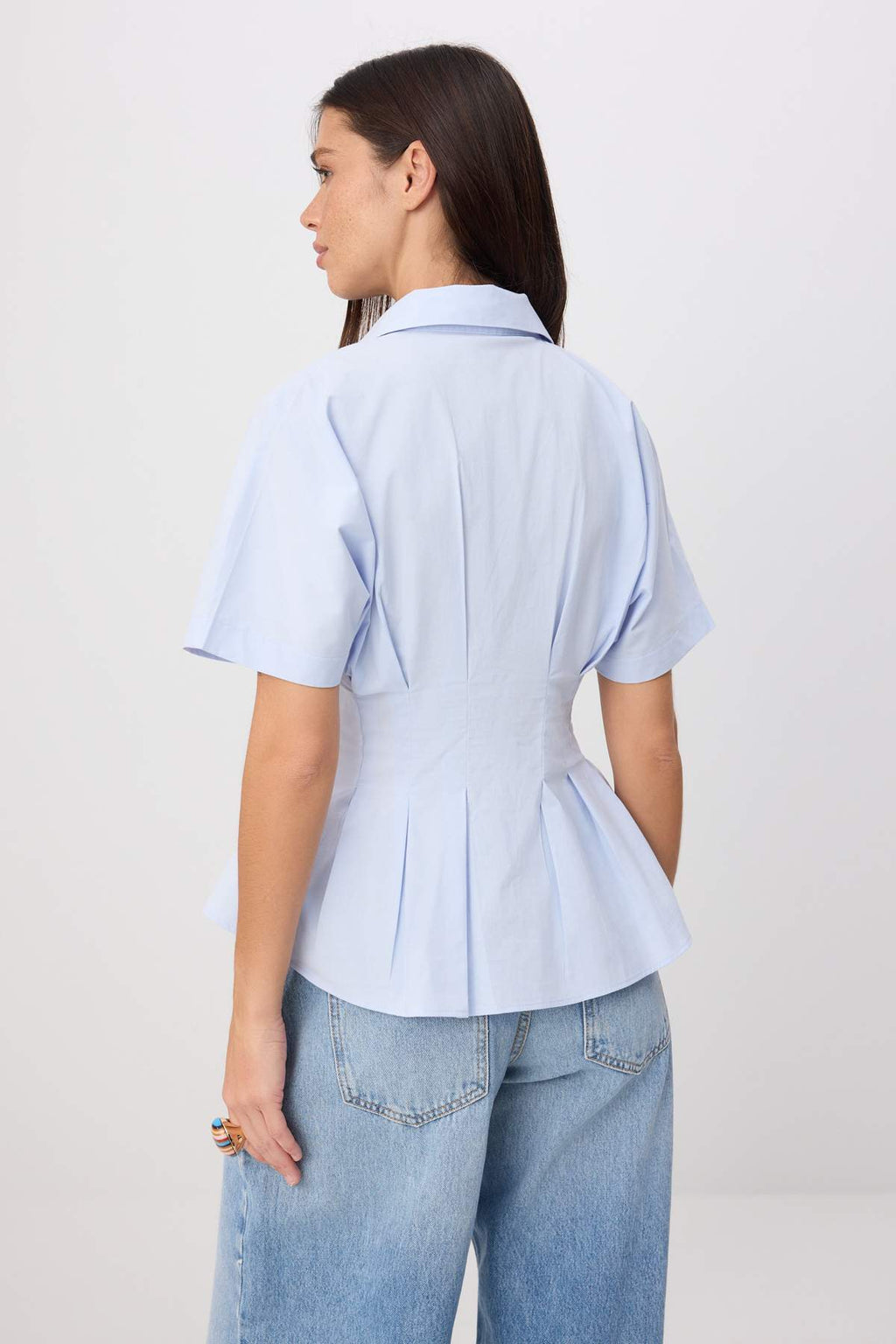 Pleated Detail Fitted Short Sleeve Shirt