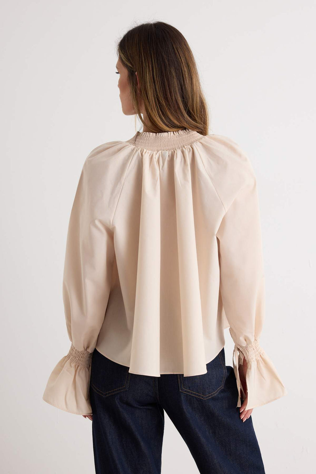 High Neck Long Sleeve Oversized Blouse
