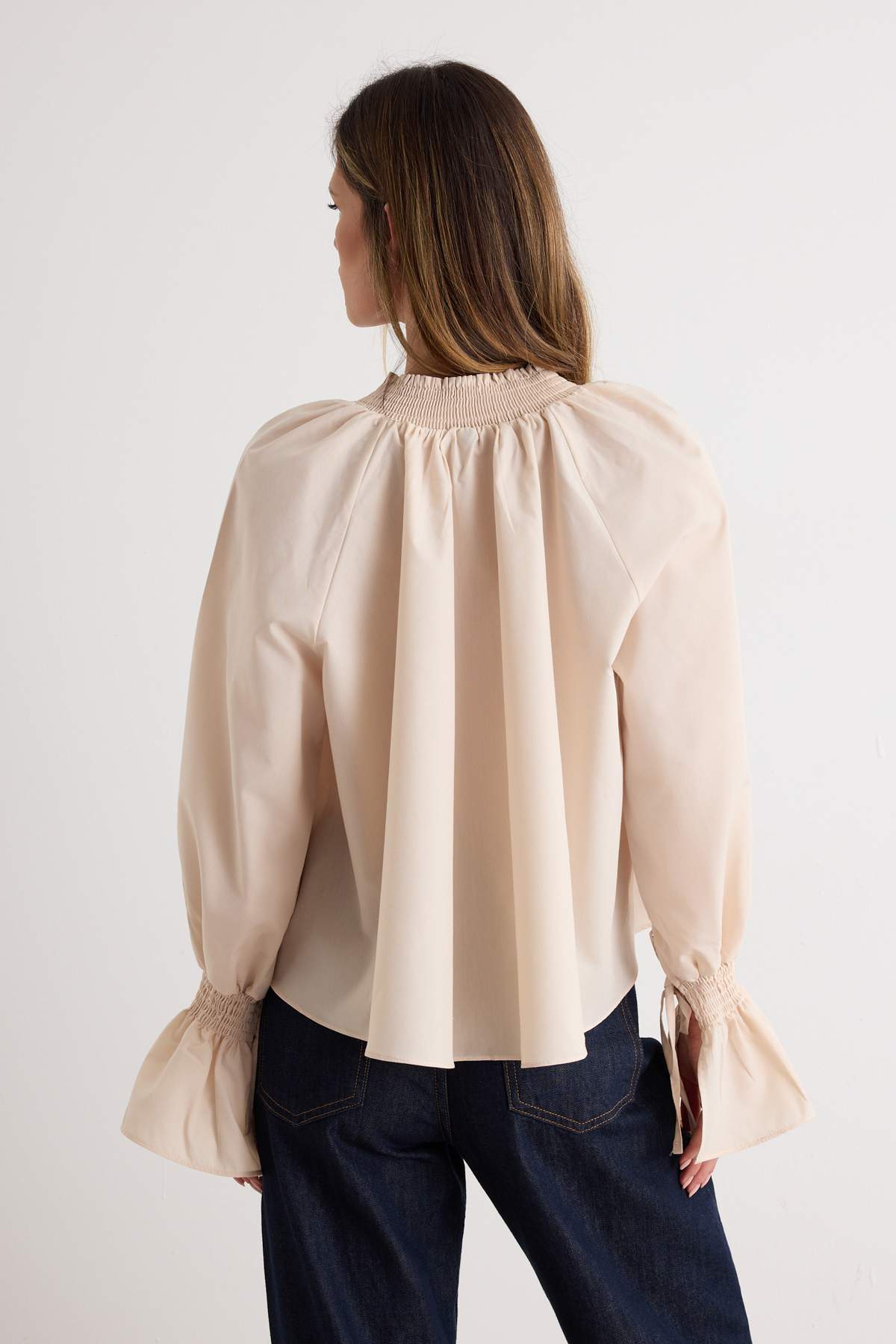High Neck Long Sleeve Oversized Blouse