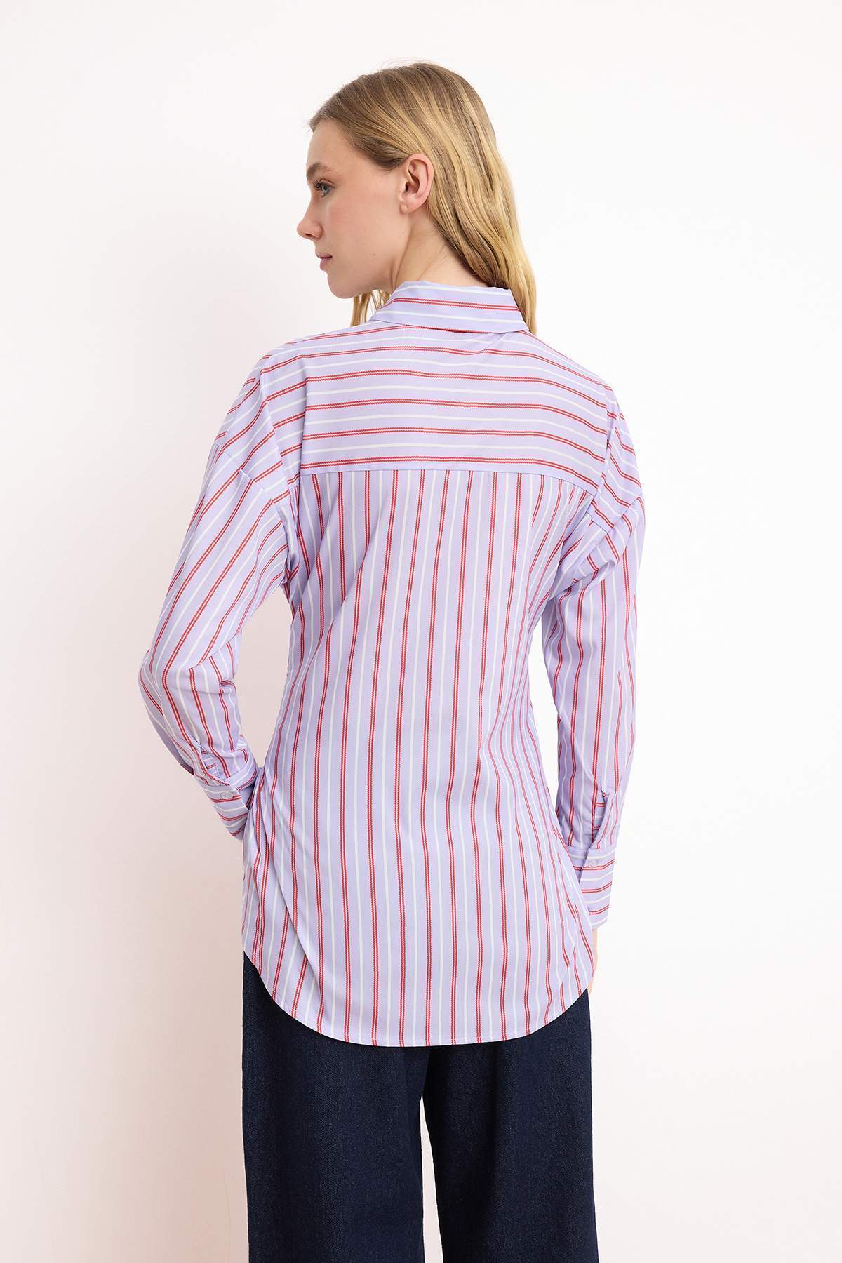 Striped Shirt with Tie Detail 