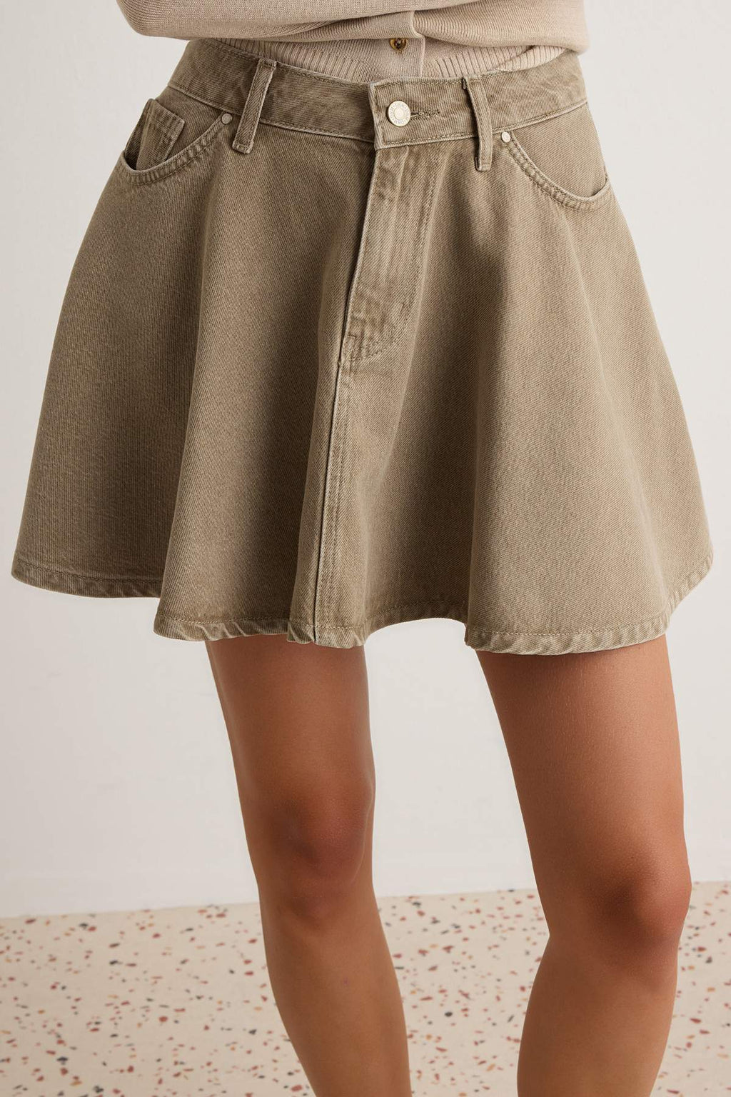 High Waist Ruffle Detail Mini Skirt