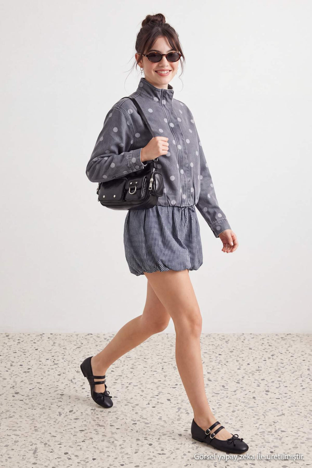 High Neck Long Sleeve Denim Jacket