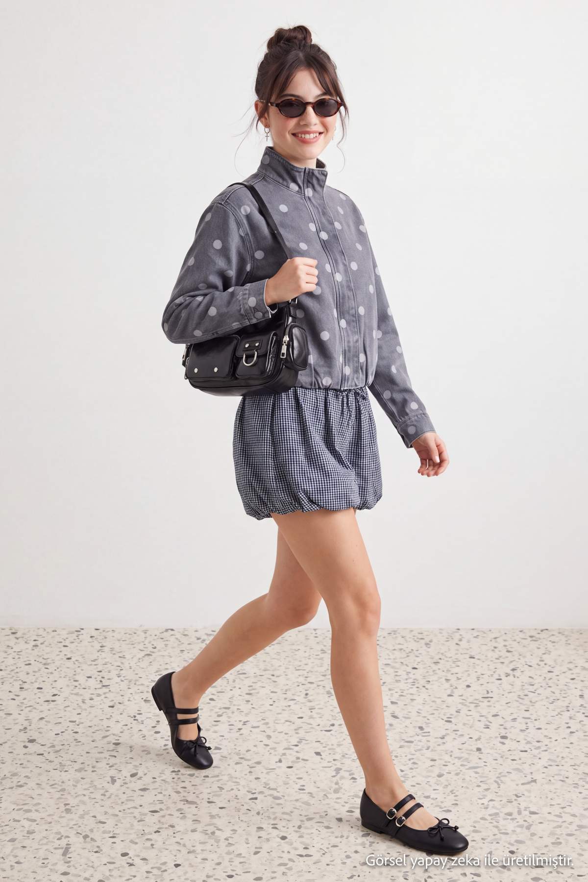 High Neck Long Sleeve Denim Jacket