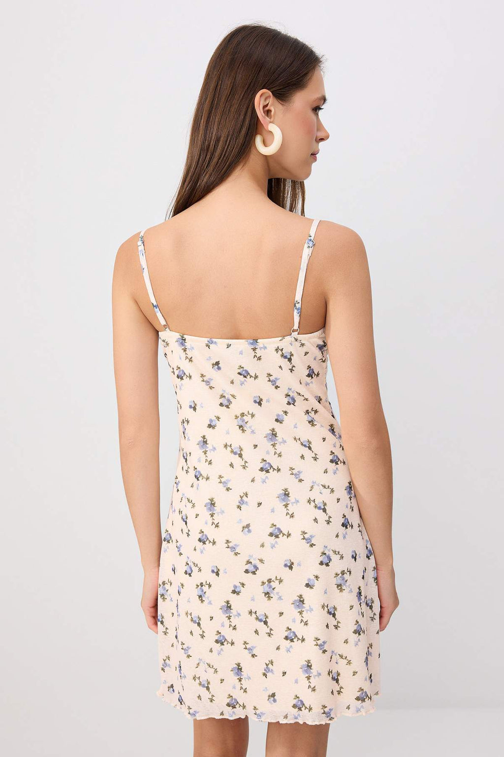 V Neck Strappy Lace Detail Midi Dress