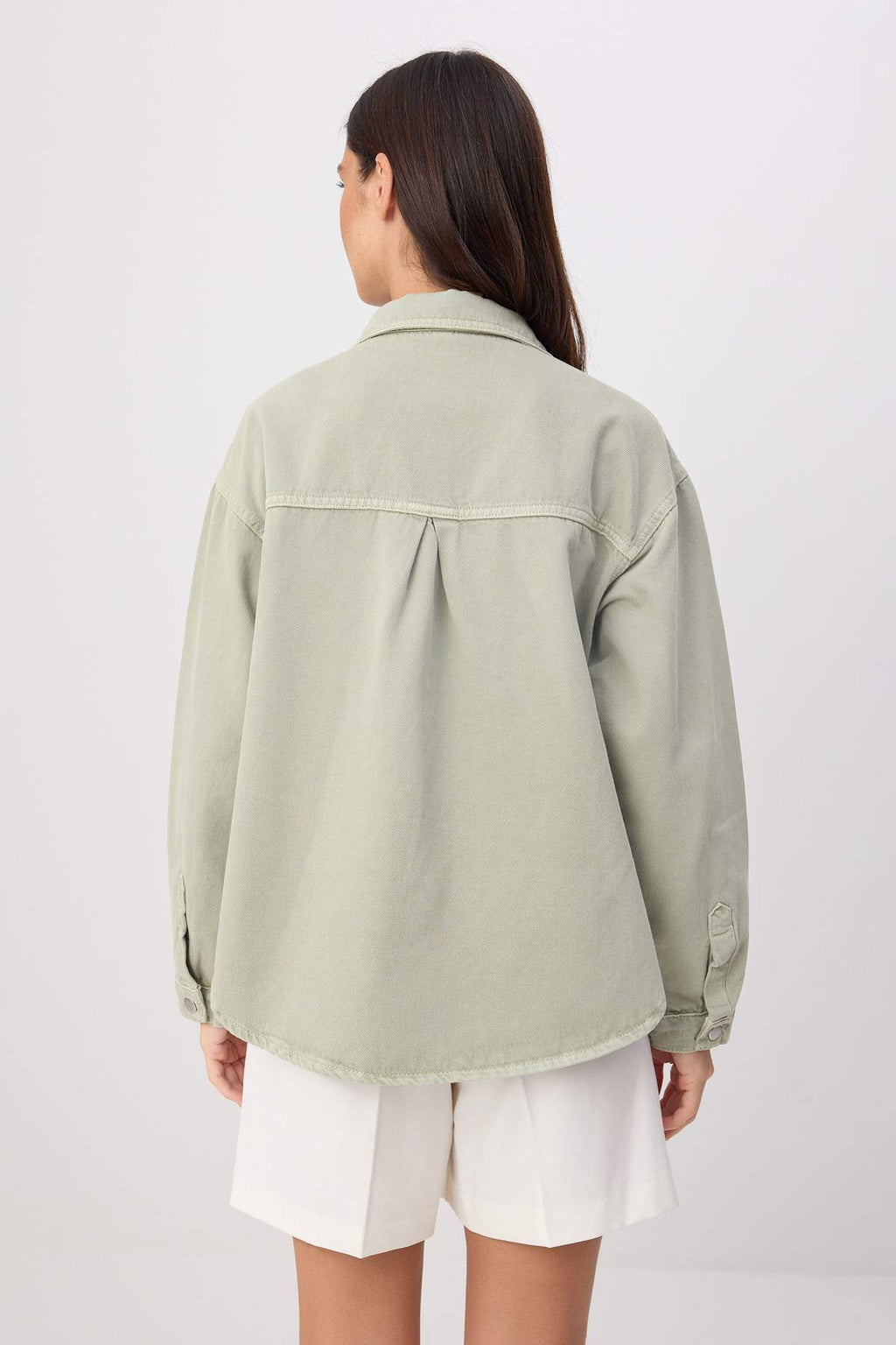 Shirt Collar Oversize Long Sleeve Denim Jacket