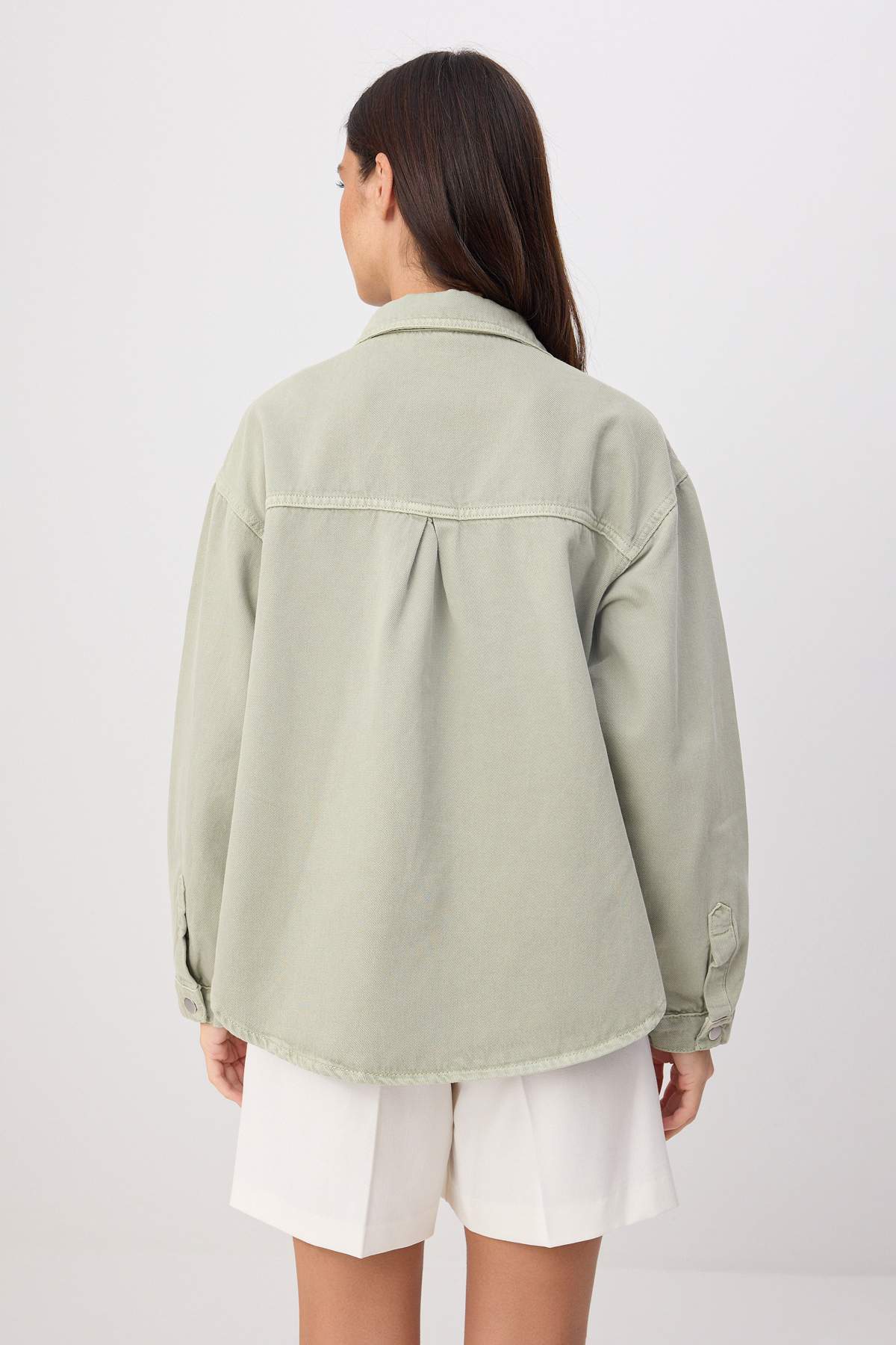 Shirt Collar Oversize Long Sleeve Denim Jacket