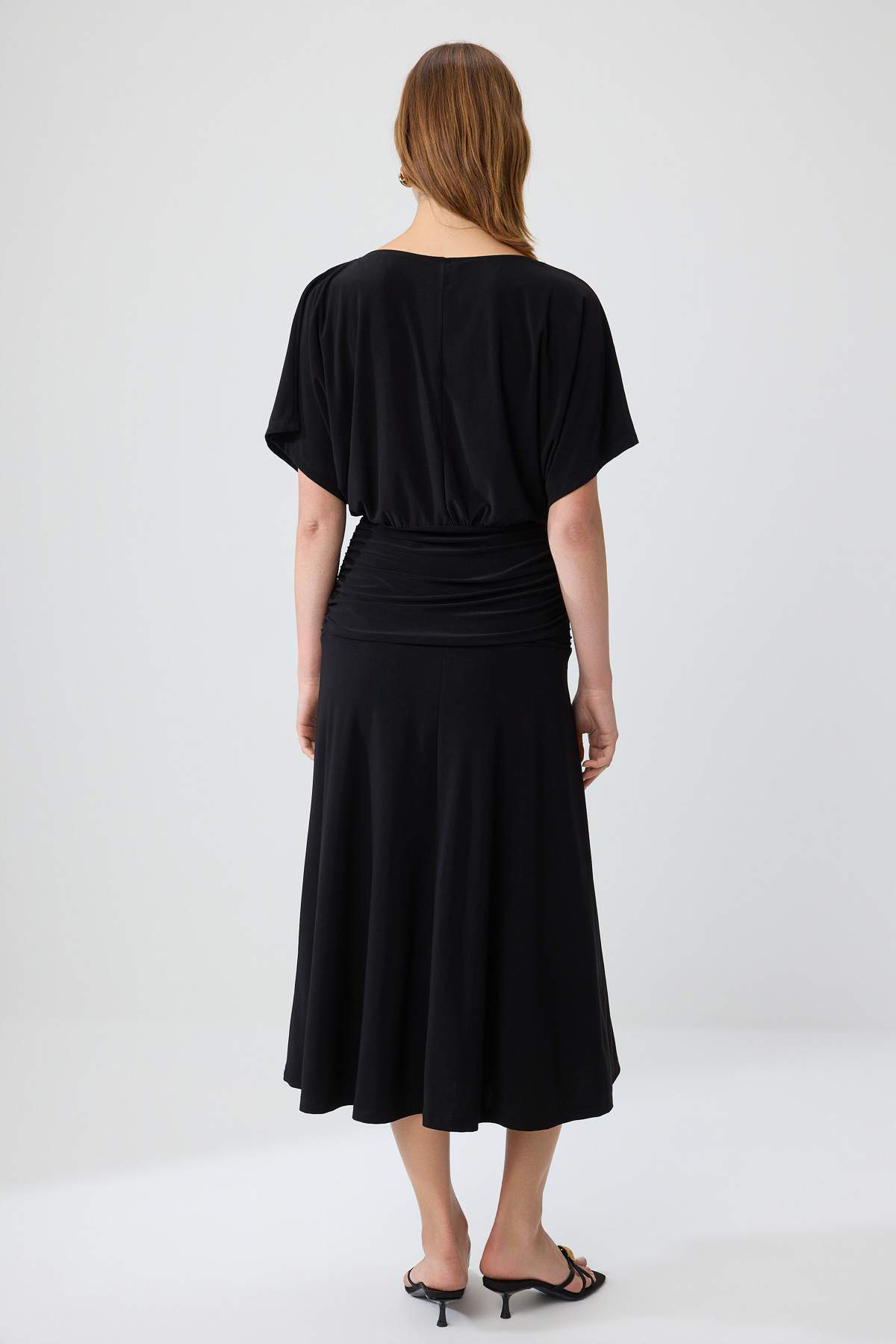 Boat Neck Batwing Sleeve Short Sleeve Skater Maxi Dress