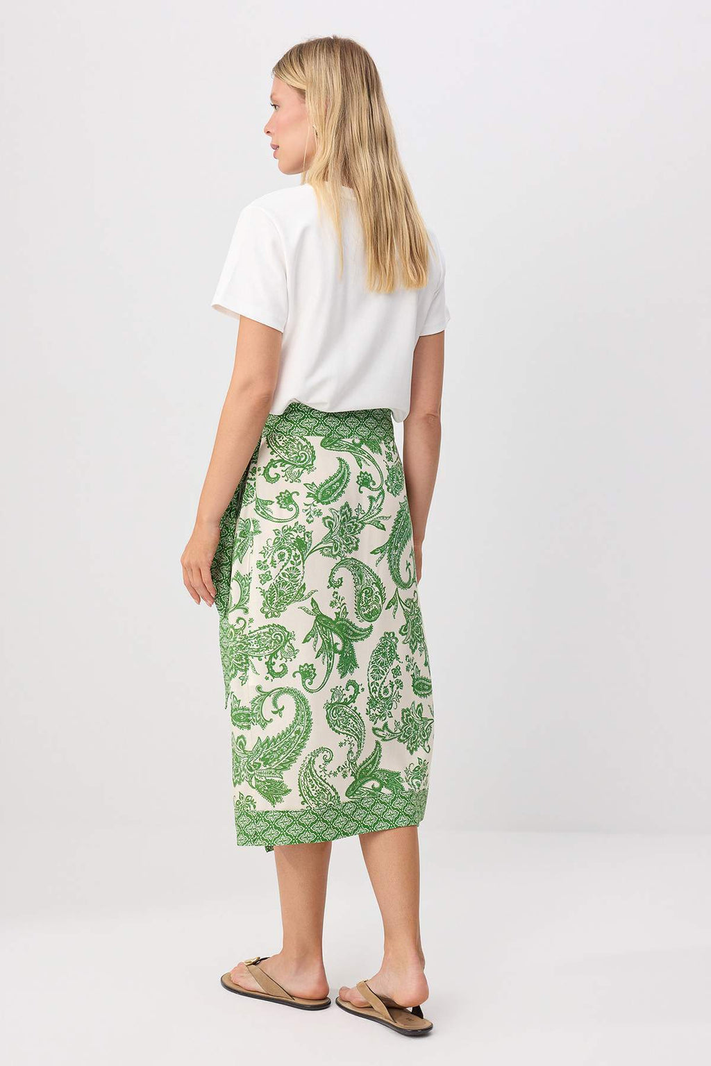 Wrap Front Midi Skirt