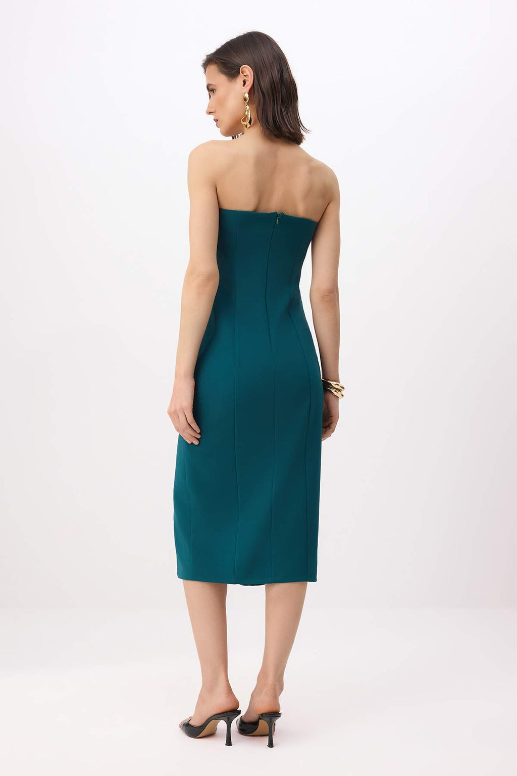 Strapless Shift Midi Dress